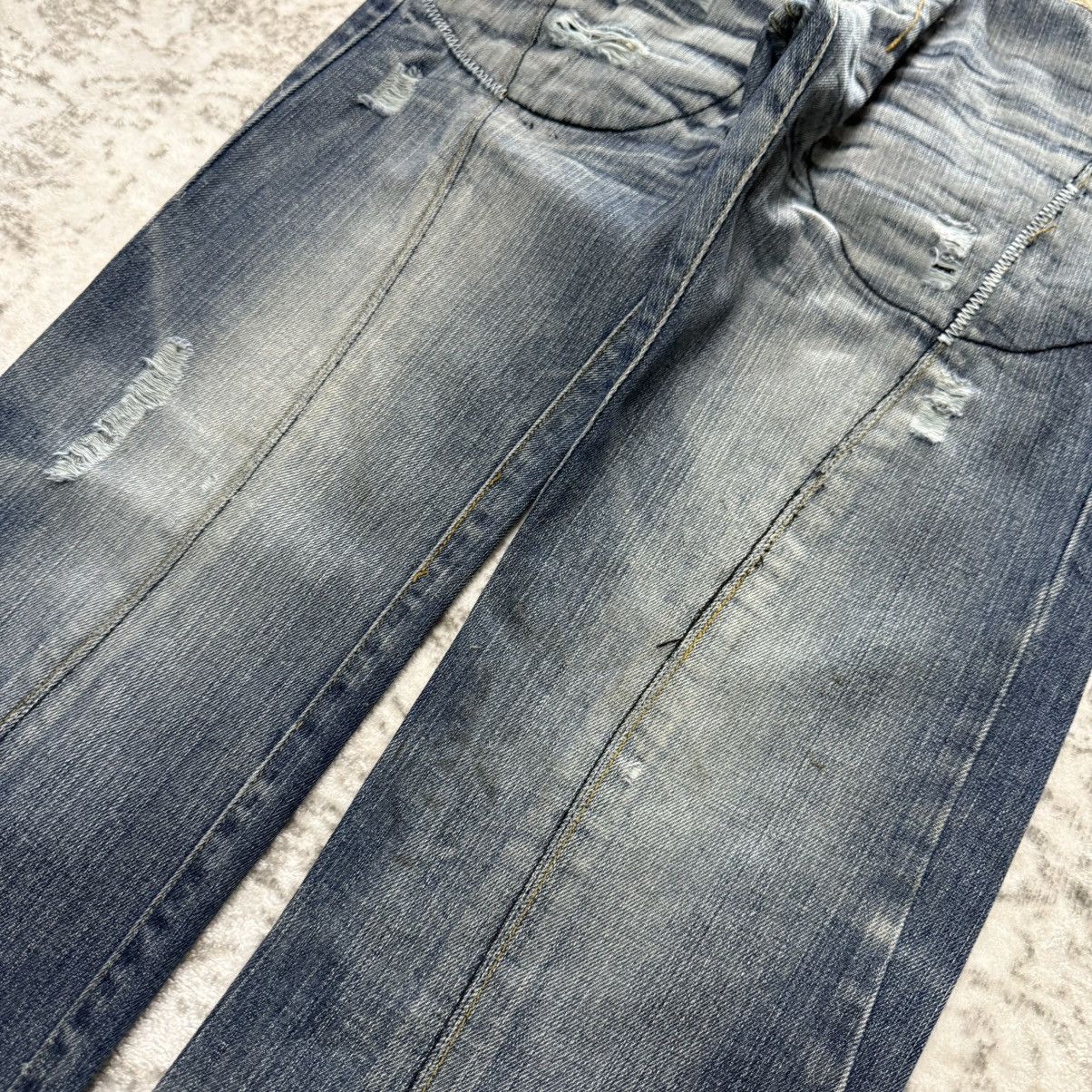 Red Monkey 2000s Techno Japan Embroidery Che Guevara Fade Wash Jeans Size US 29 - 10 Thumbnail