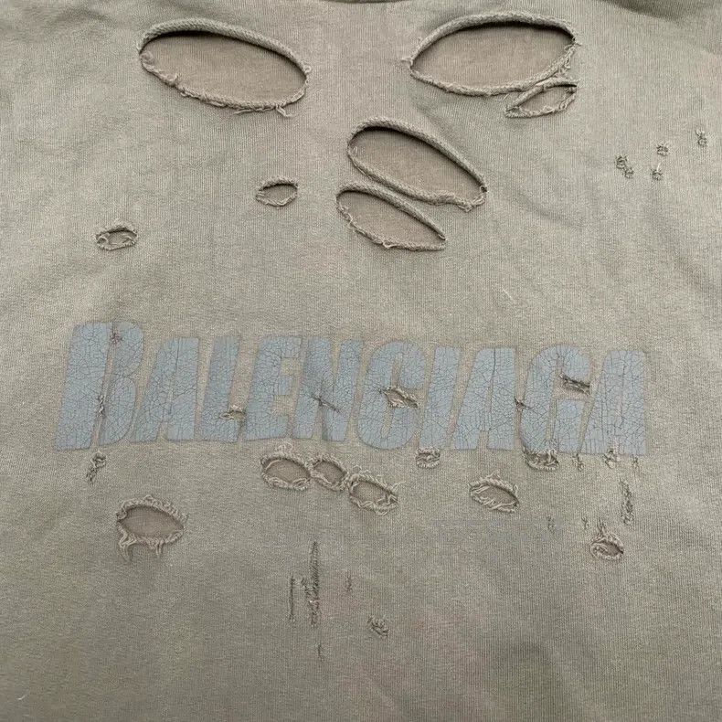 Balenciaga Balenciaga Brown Big Ripped Hooded Sweatshirt Size US M / EU 48-50 / 2 - 8 Thumbnail