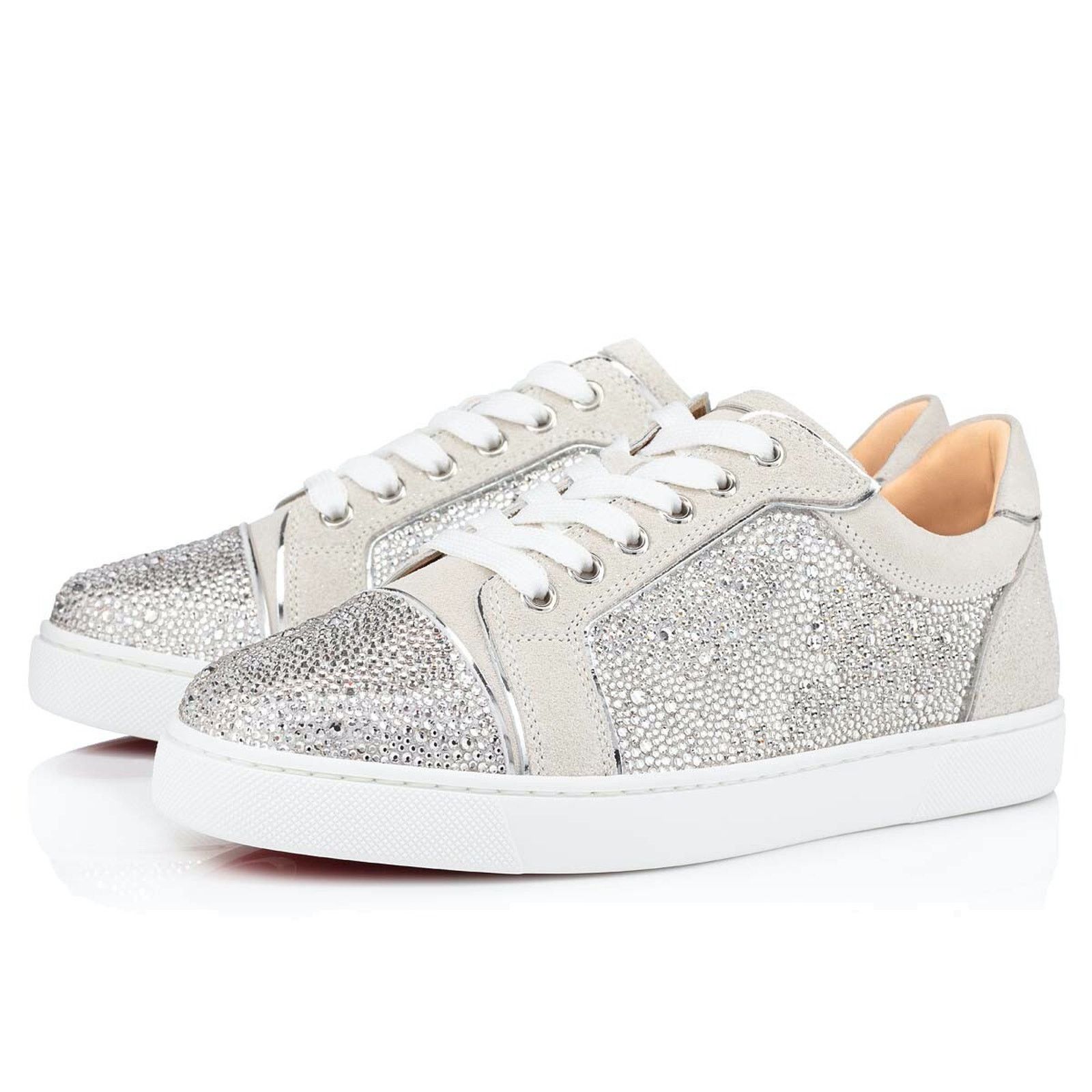 Christian Louboutin Vieira Strass Flat Lune Grey Crystal Low Top Sneaker 36.5 Size US 6.5 / IT 36.5 - 1 Thumbnail