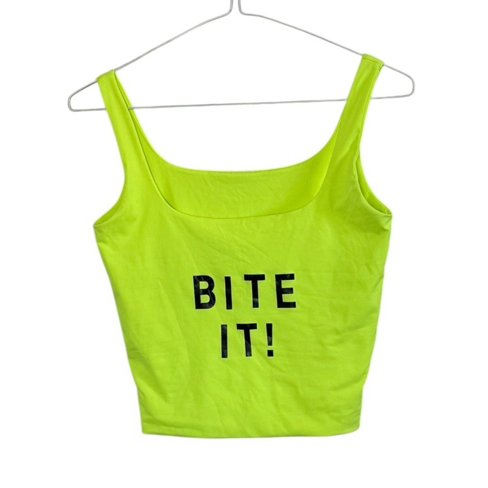 Other BITE IT! Neon Fluorescent Yellow Tank Crop Top Punk Festival Size S / US 4 / IT 40 - 2 Thumbnail