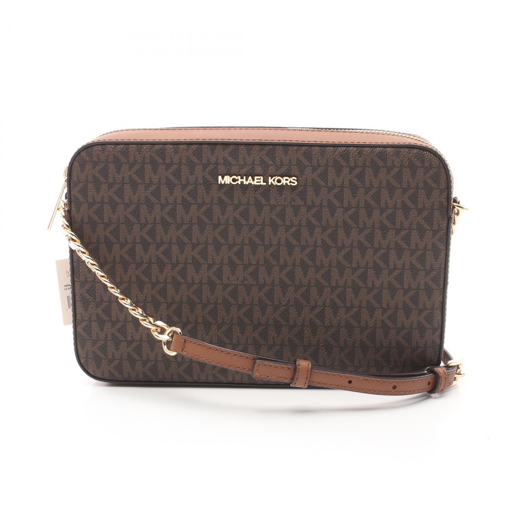 Michael Kors Jet Set Item Items Shoulder Bag Coated Canvas Leather Brown