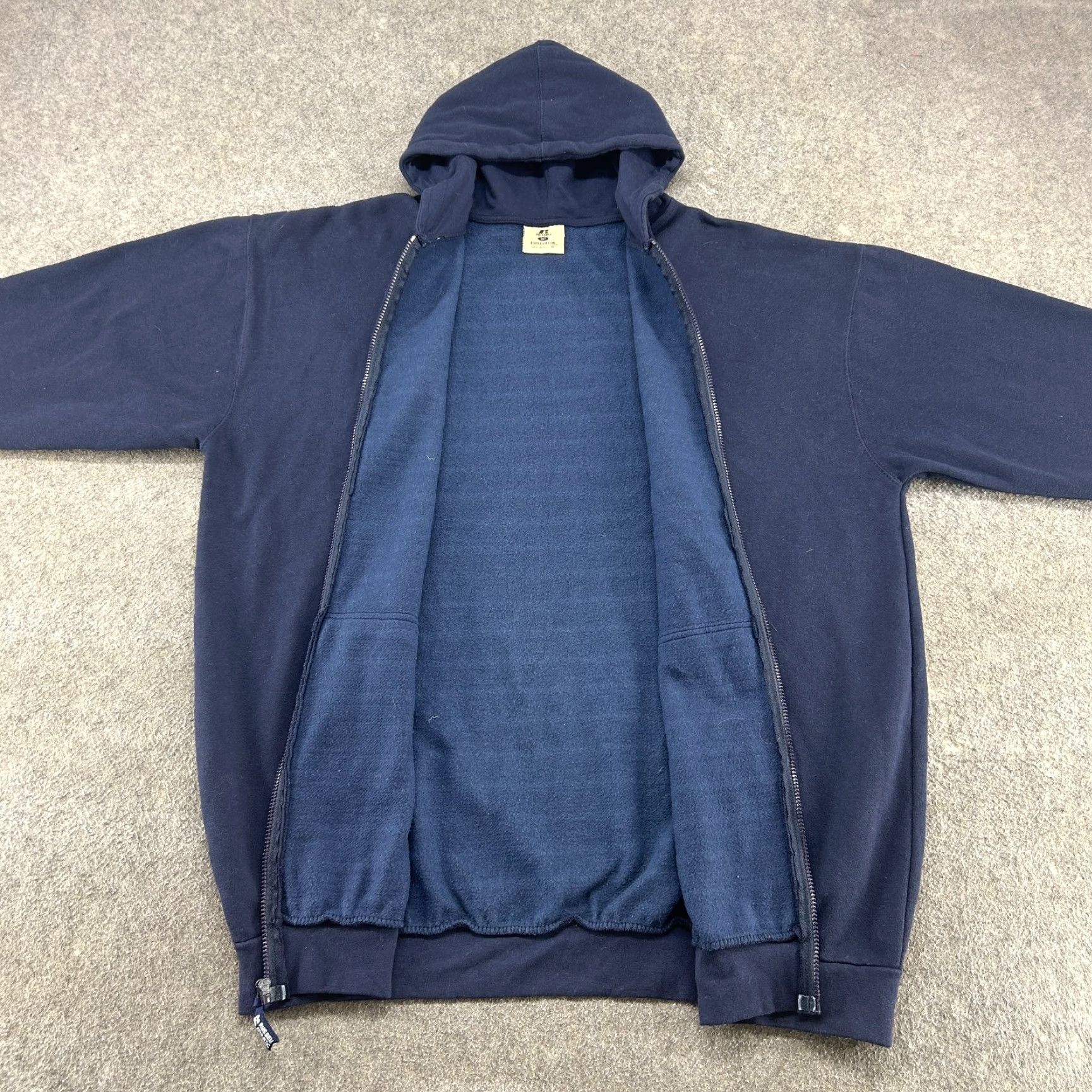 Russell Athletic VINTAGE Russell Hoodie Mens 3XLT Blue Navy Full Zip Cotton Drawstring 90s Zipper Logo Size US XXL / EU 58 / 5 - 6 Thumbnail