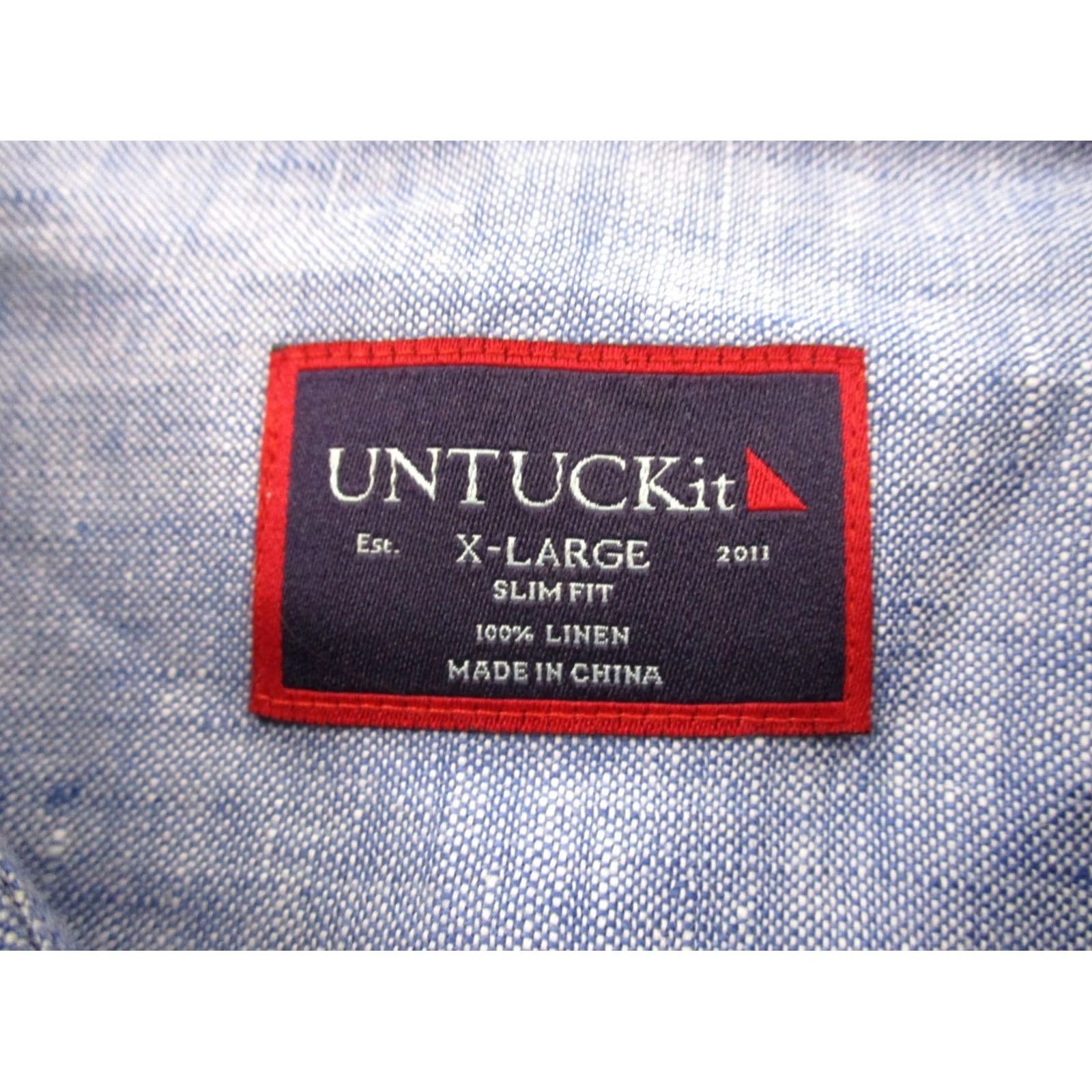 UNTUCKit UNTUCKit Shirt Mens XL Blue Linen Slim Fit Business Dress Casual Breathable Size US XL / EU 56 / 4 - 5 Thumbnail