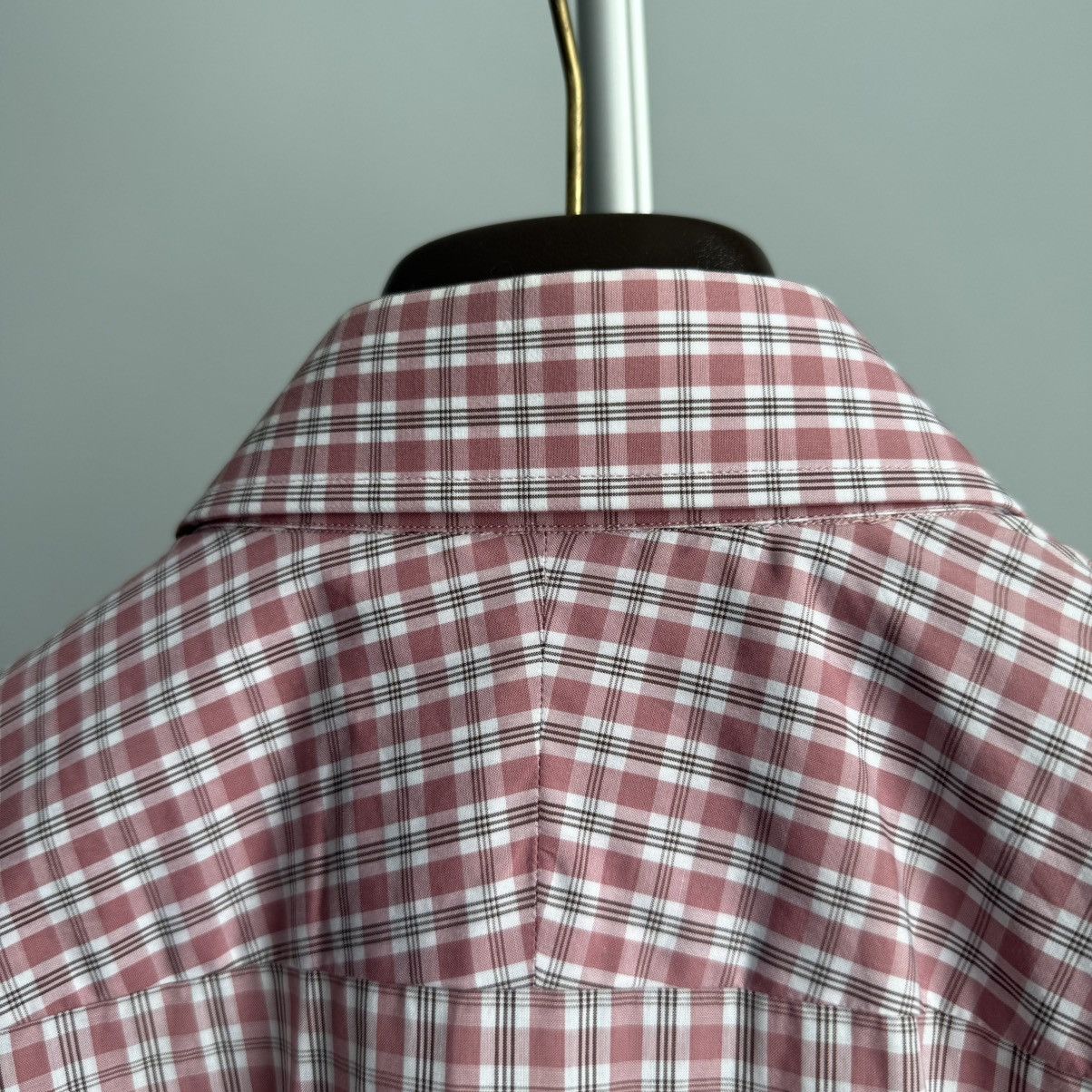 Tom Ford Tom Ford Pink White Check Cotton Dress Shirt French Cuff Size US M / EU 48-50 / 2 - 8 Thumbnail