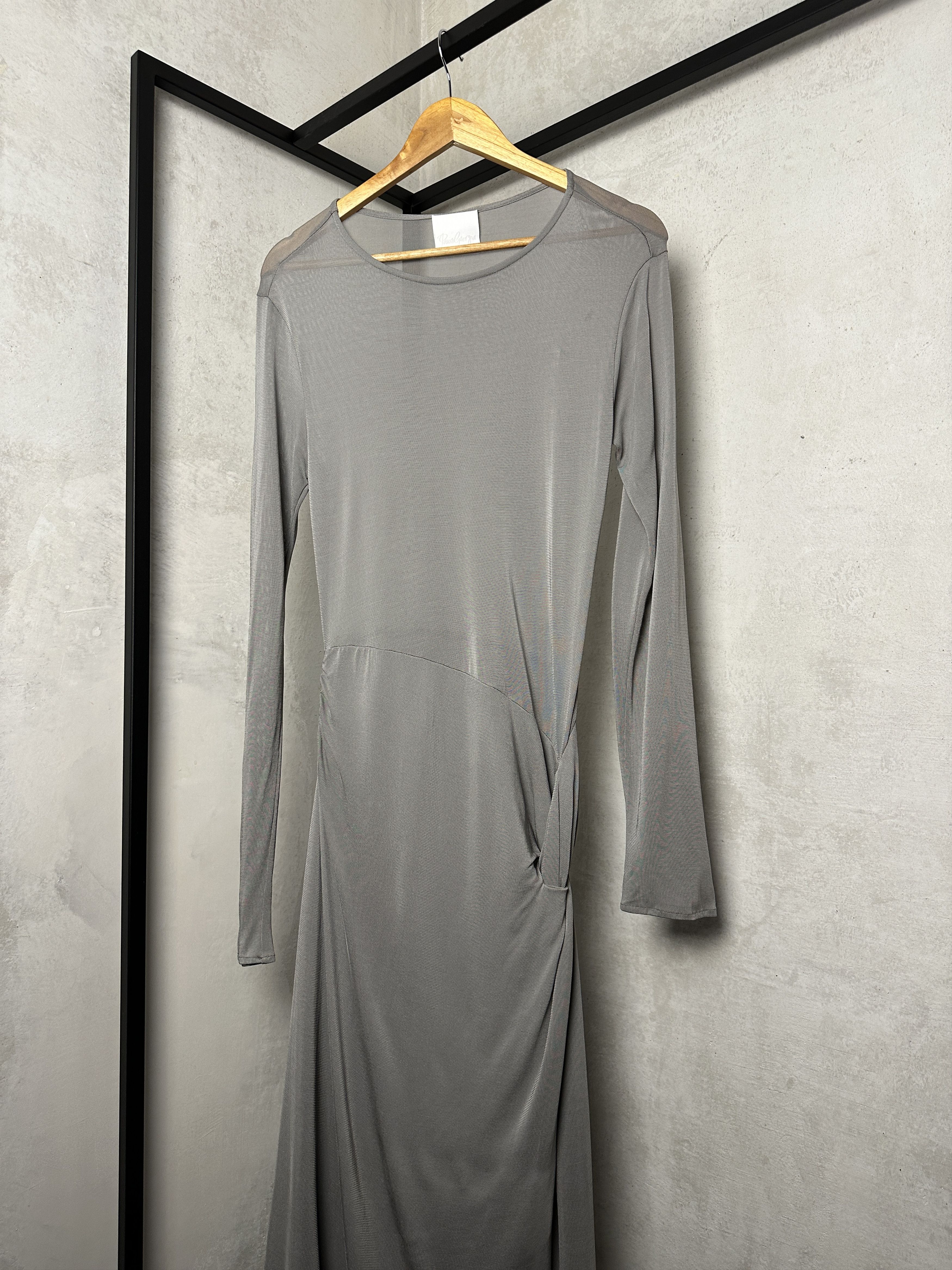 Paris Georgia PARIS GEORGIA Tilda Draped Jersey Silver Maxi Dress Size XS / US 0-2 / IT 36-38 - 5 Thumbnail