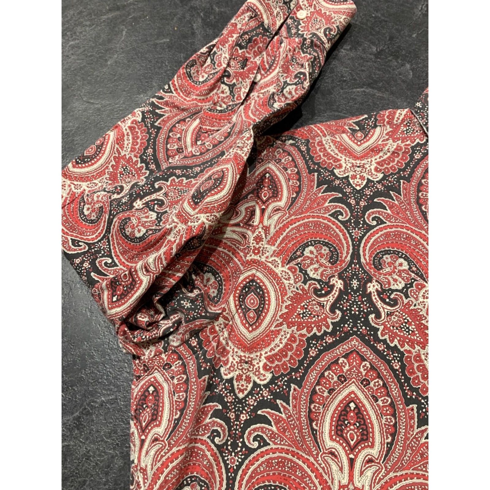 Cremieux Daniel Cremieux Mens Long Sleeve Button-Up Red Paisley Shirt Large Regular Fit Size US L / EU 52-54 / 3 - 5 Thumbnail