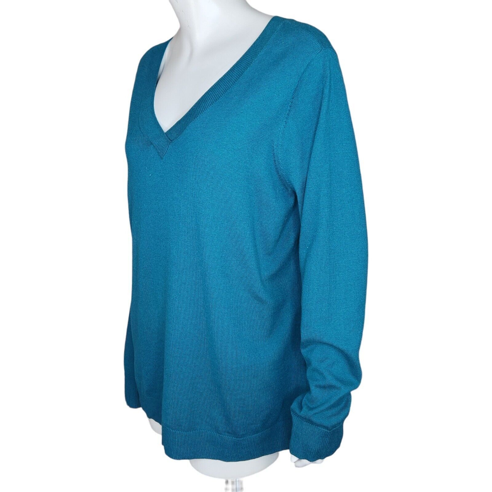 Denim & Co. Denim & Co. V-Neck Pullover Sweater Spruce BlueGreen Large Size L / US 10 / IT 46 - 7 Thumbnail