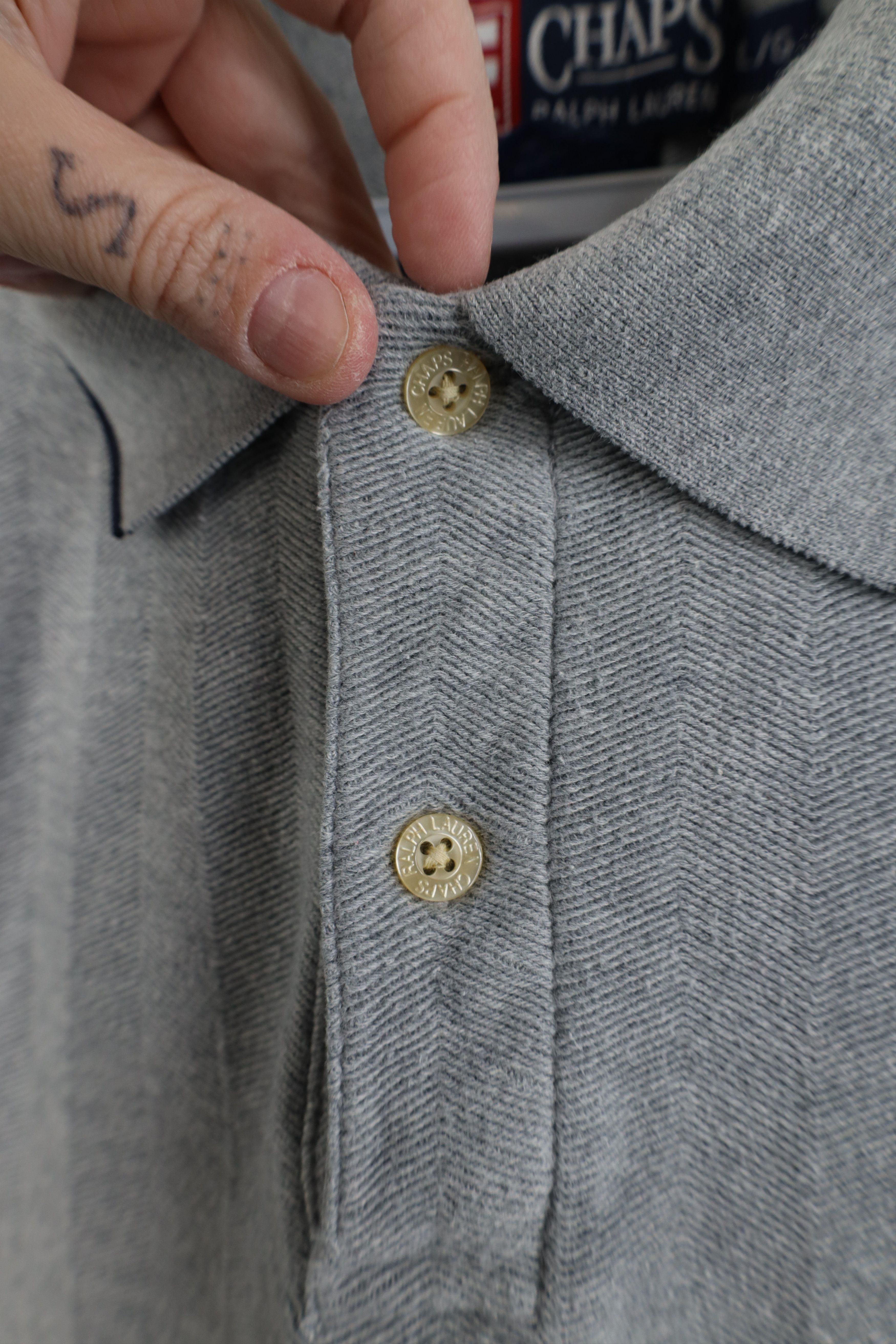 Ralph Lauren Vintage 90s Chaps Ralph Lauren Crest Knit Golf Polo Gray Size US L / EU 52-54 / 3 - 5 Thumbnail