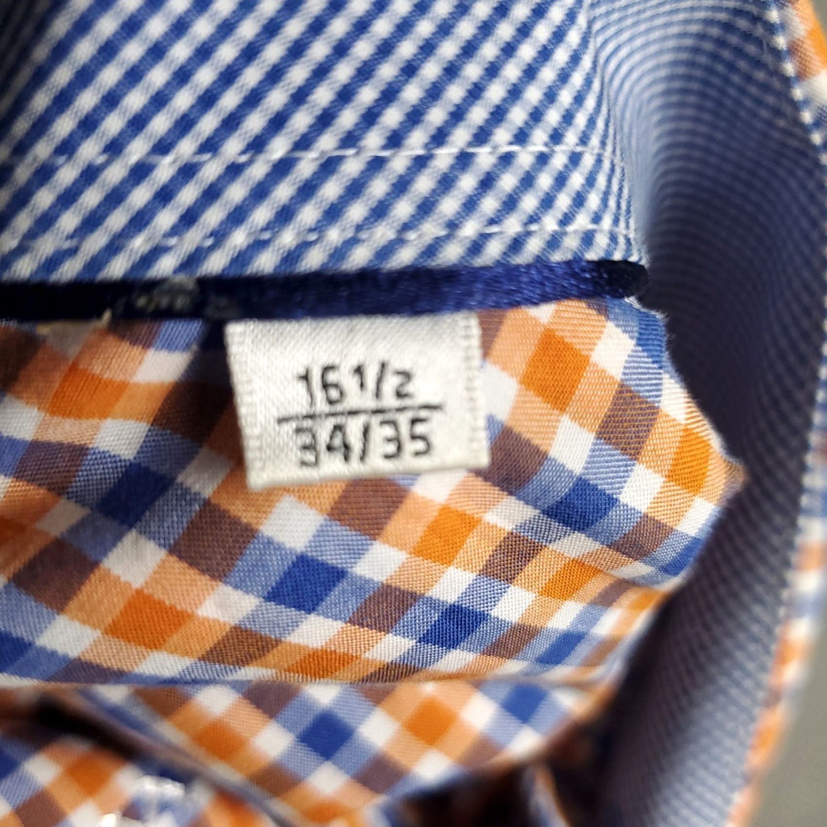 BUGATCHI Bugatchi Uomo Shirt Mens Size 16.5 Orage Blue Check Dress Button Up Long Sleeve Size 46R - 7 Thumbnail