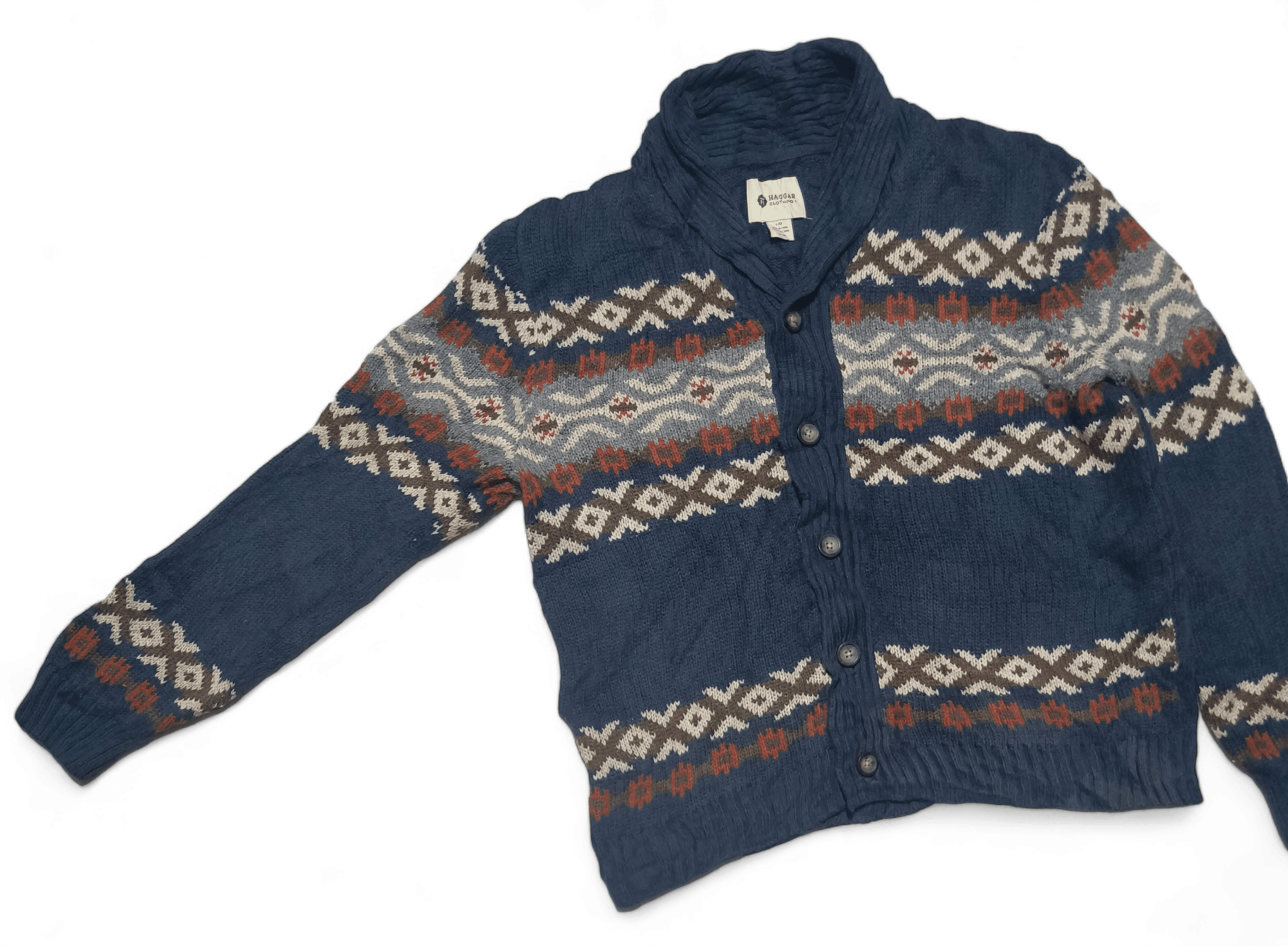 Other Vintage 90s HAGGAR Ethnic Abstract Motifs Knit Sweater Size US L / EU 52-54 / 3 - 6 Thumbnail