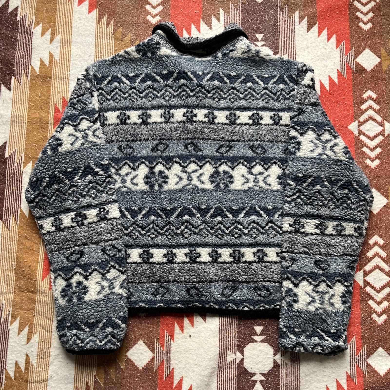 Vintage Vintage Winter Aztec Nature Fleece Deep Pile AOP Jacket Size M / US 6-8 / IT 42-44 - 4 Thumbnail