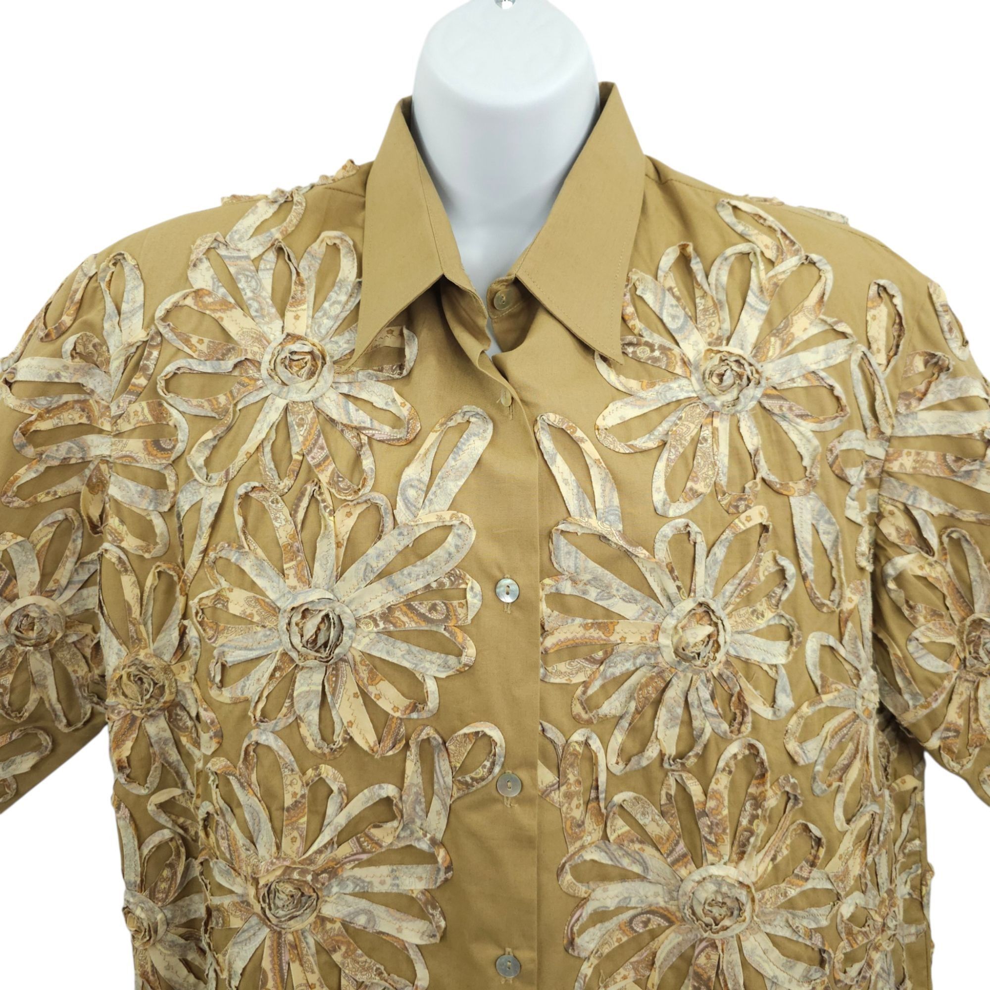 Other Pong Poco Shirt XL 3D Floral Appliqué Fabric Ribbons Bohemia Size XL / US 12-14 / IT 48-50 - 10 Thumbnail