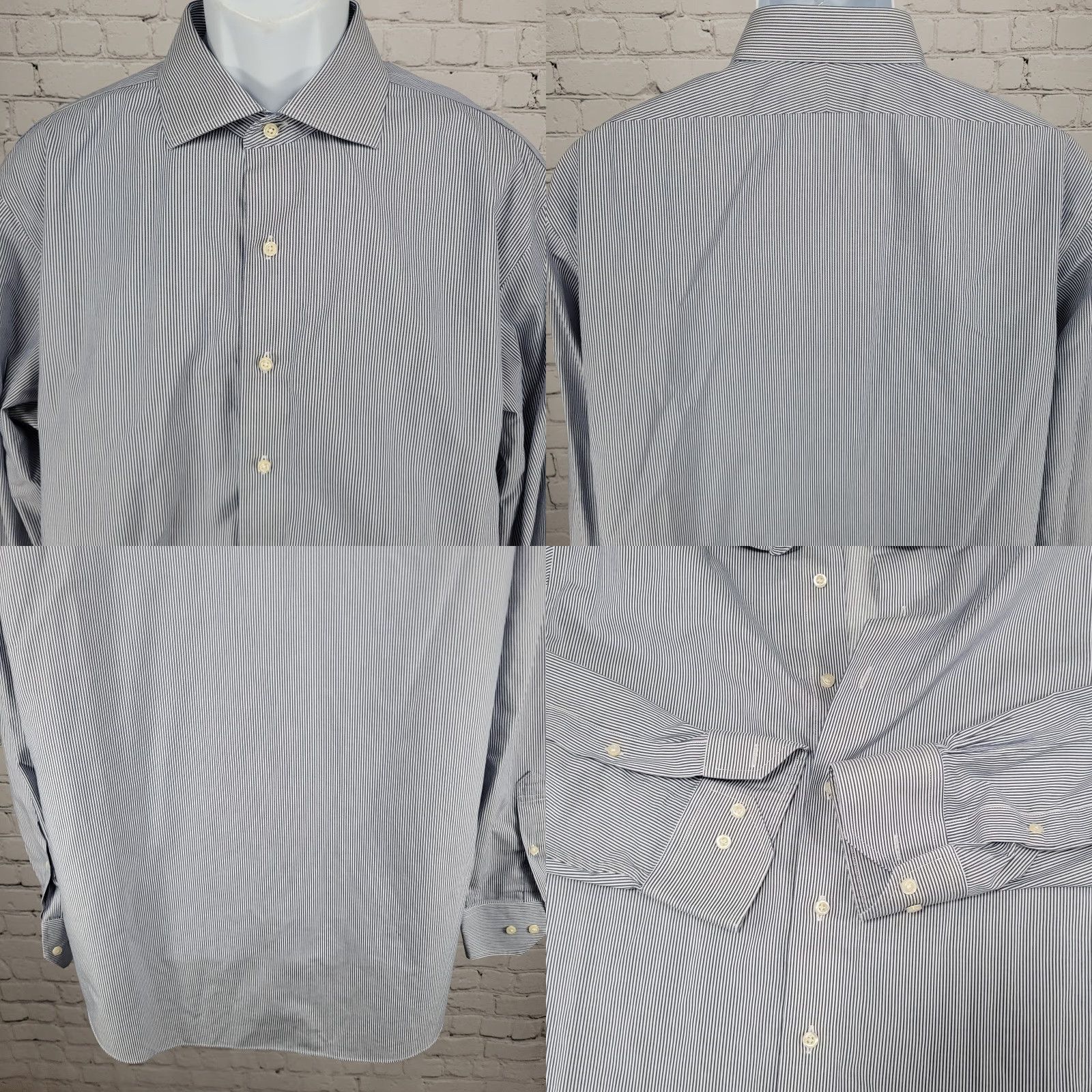 Brooks Brothers Brooks Brothers Blue White Regent Cotton Long Sleeve Button Up Shirt 17-6/7 Size US XL / EU 56 / 4 - 8 Thumbnail