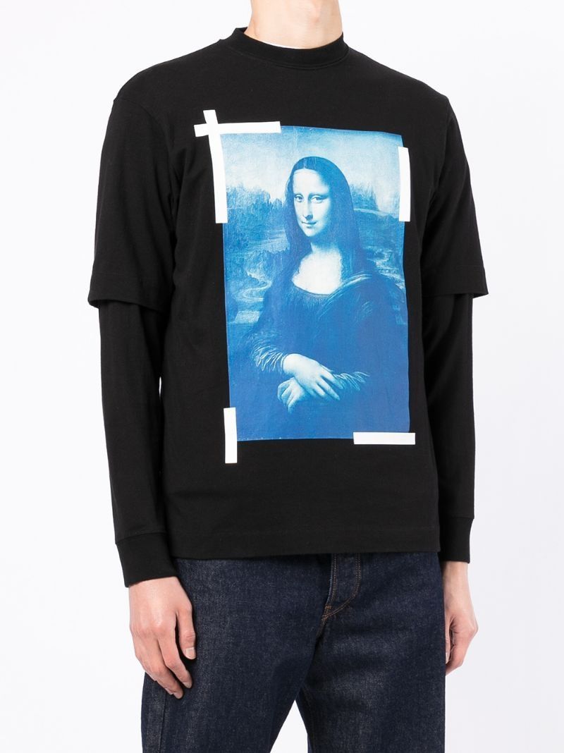 Off-White Black Mona Lisa Double Layer Long Sleeve Logo T-Shirt Size US M / EU 48-50 / 2 - 2 Thumbnail