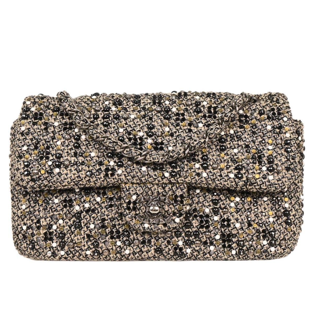 Chanel Vintage CC Chain Flap Bag Tweed