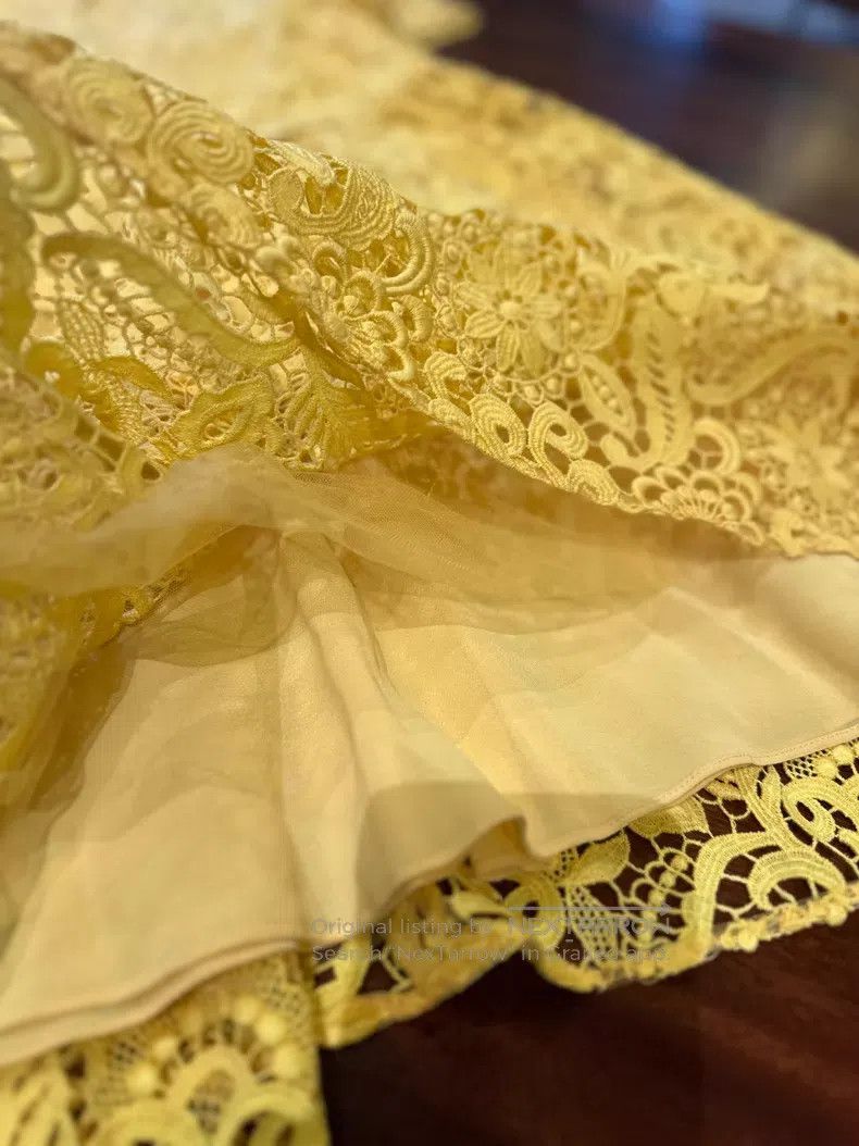 Valentino Valentino Yellow lace dress Size S / US 4 / IT 40 - 4 Thumbnail
