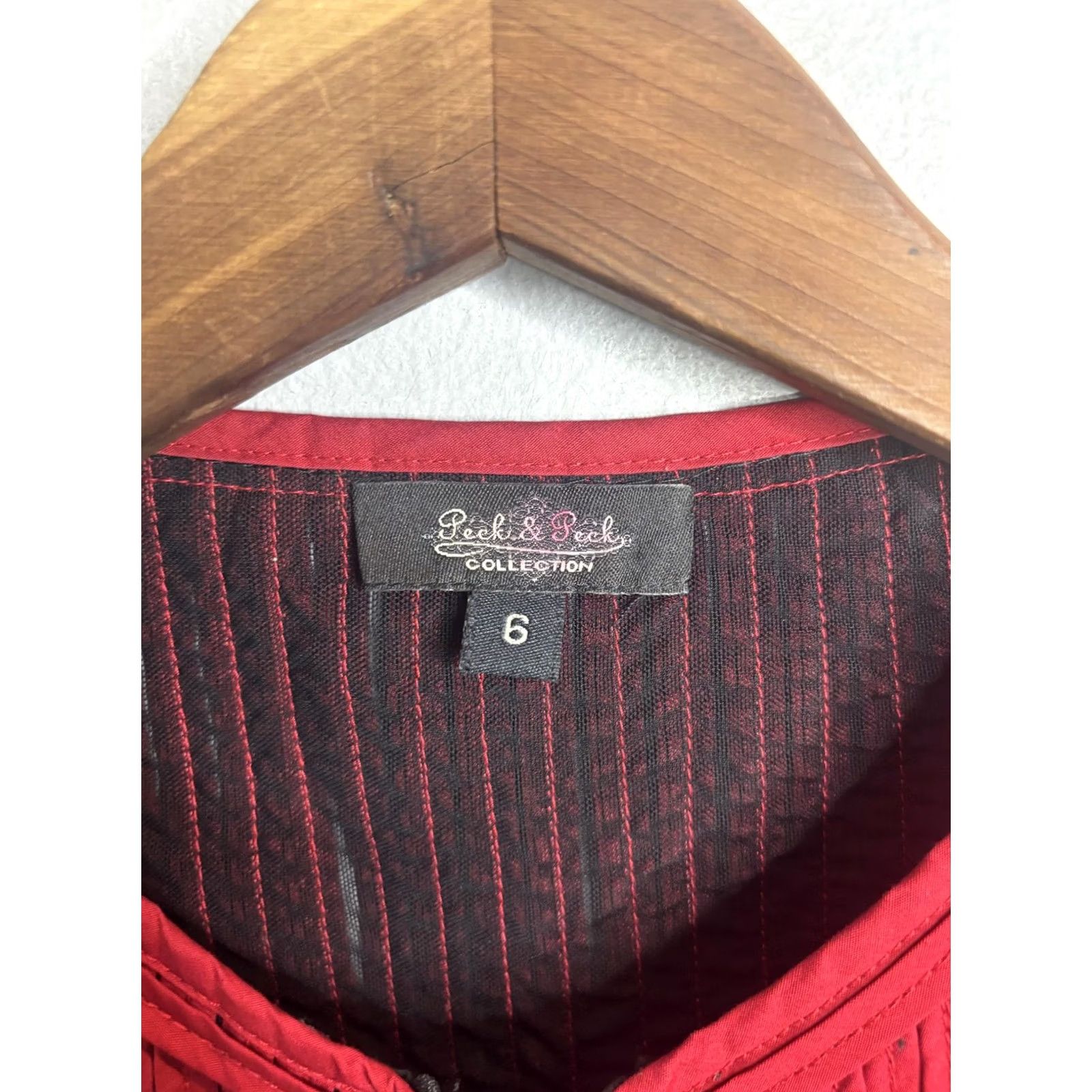 Vintage Peck & Peck Jacket Womens 6 Red Geometric Zip Up Blazer Size M / US 6-8 / IT 42-44 - 4 Thumbnail