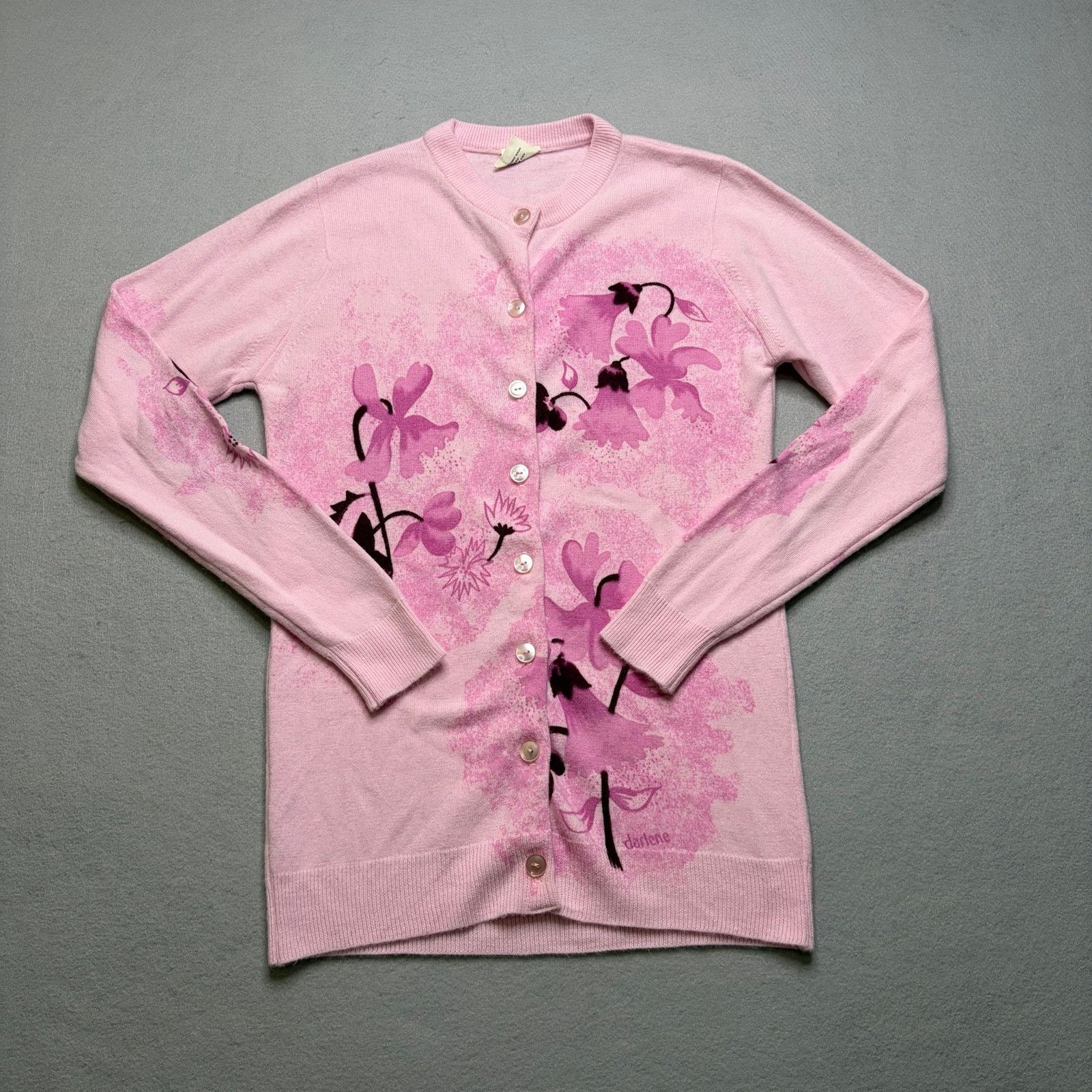 Vintage Vintage Darlene Pink Floral Cardigan Sweater USA 80s XS/S Size S / US 4 / IT 40 - 1 Thumbnail