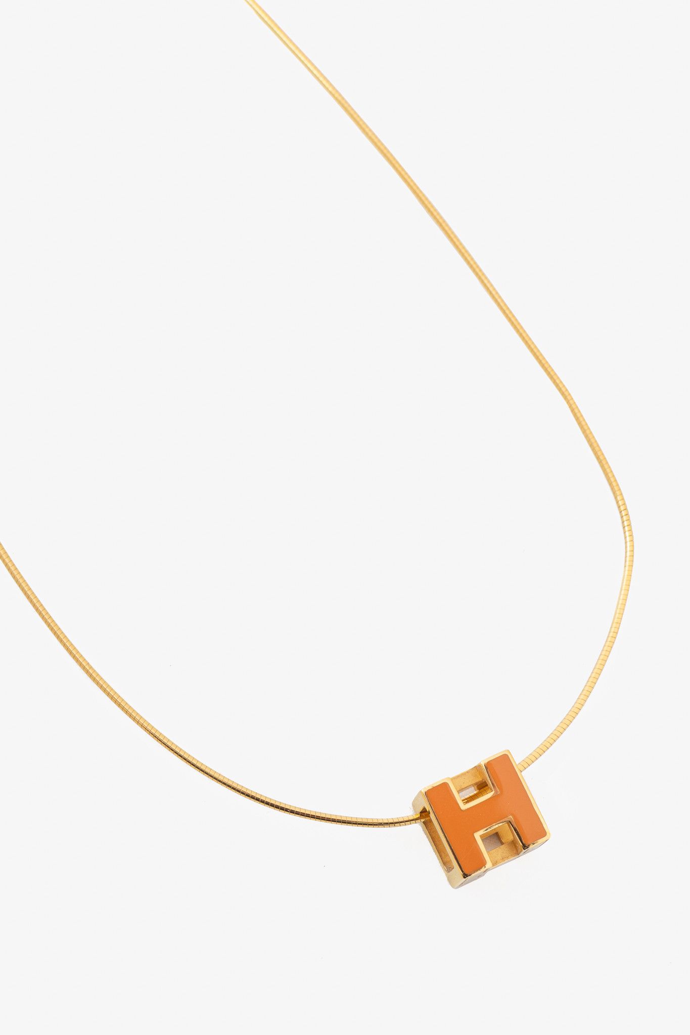 Hermes Hermes Cage D'H Gold Cube-Pendant Necklace Size ONE SIZE - 1 Thumbnail