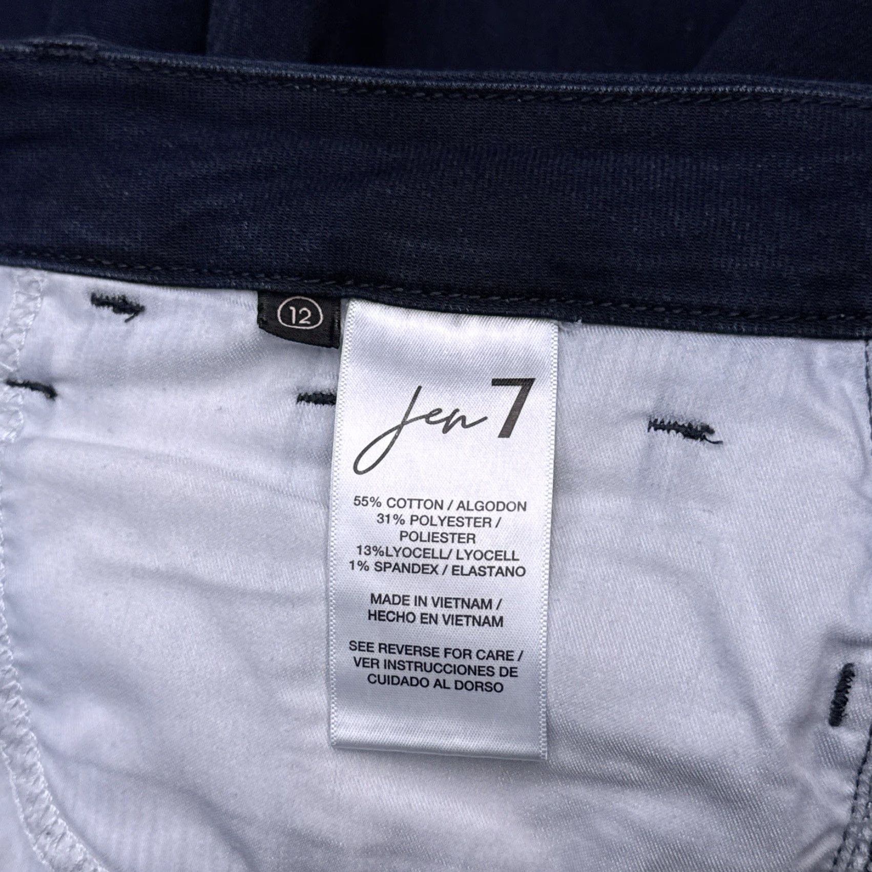 7 For All Mankind Jen 7 Ankle Straight Jeans Womens 12 Blue High Rise Stretch Size 34" / US 12 / IT 48 - 6 Thumbnail