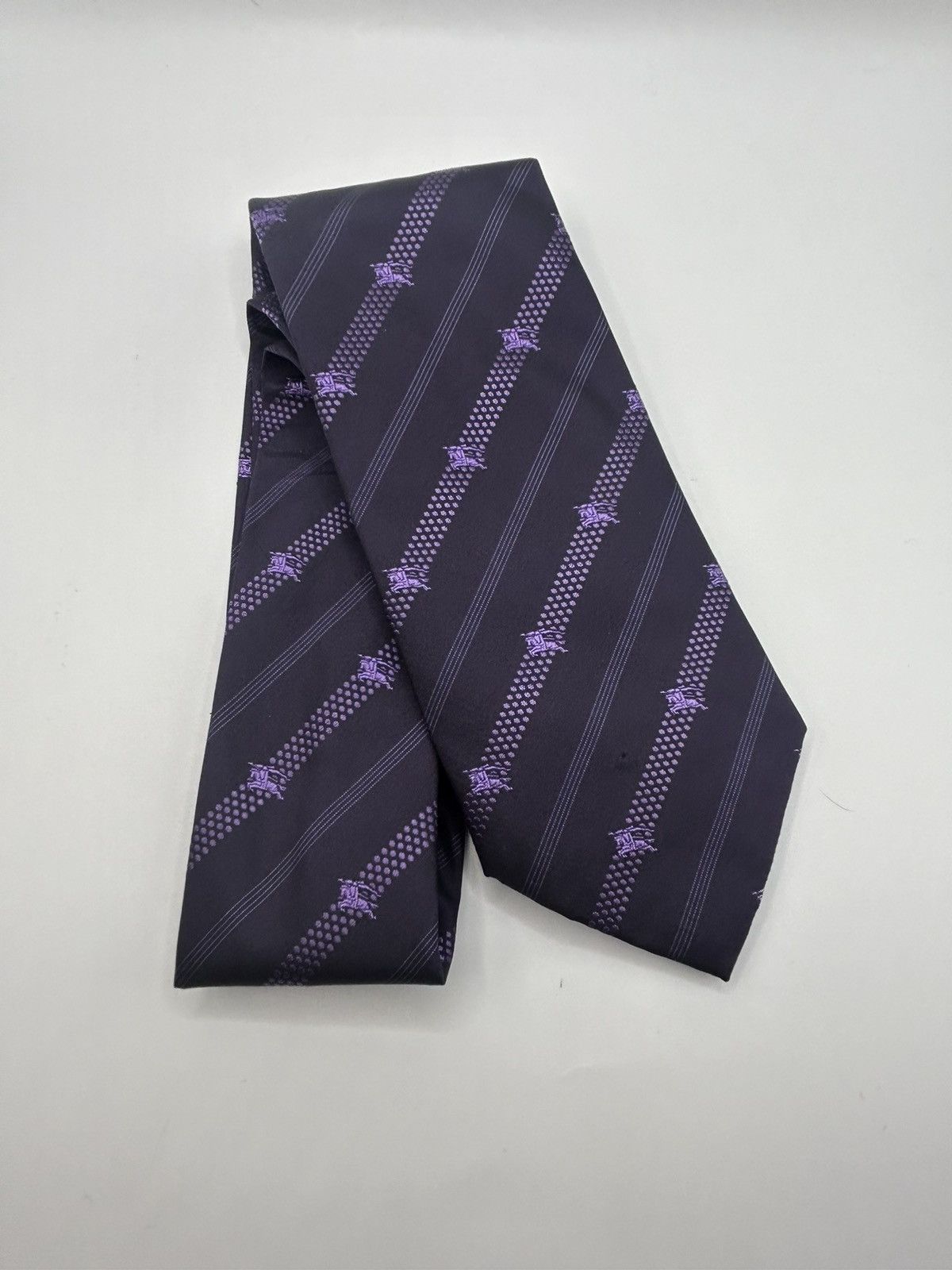 Burberry Burberry London Purple Monogram Striped Tie Size ONE SIZE - 4 Thumbnail