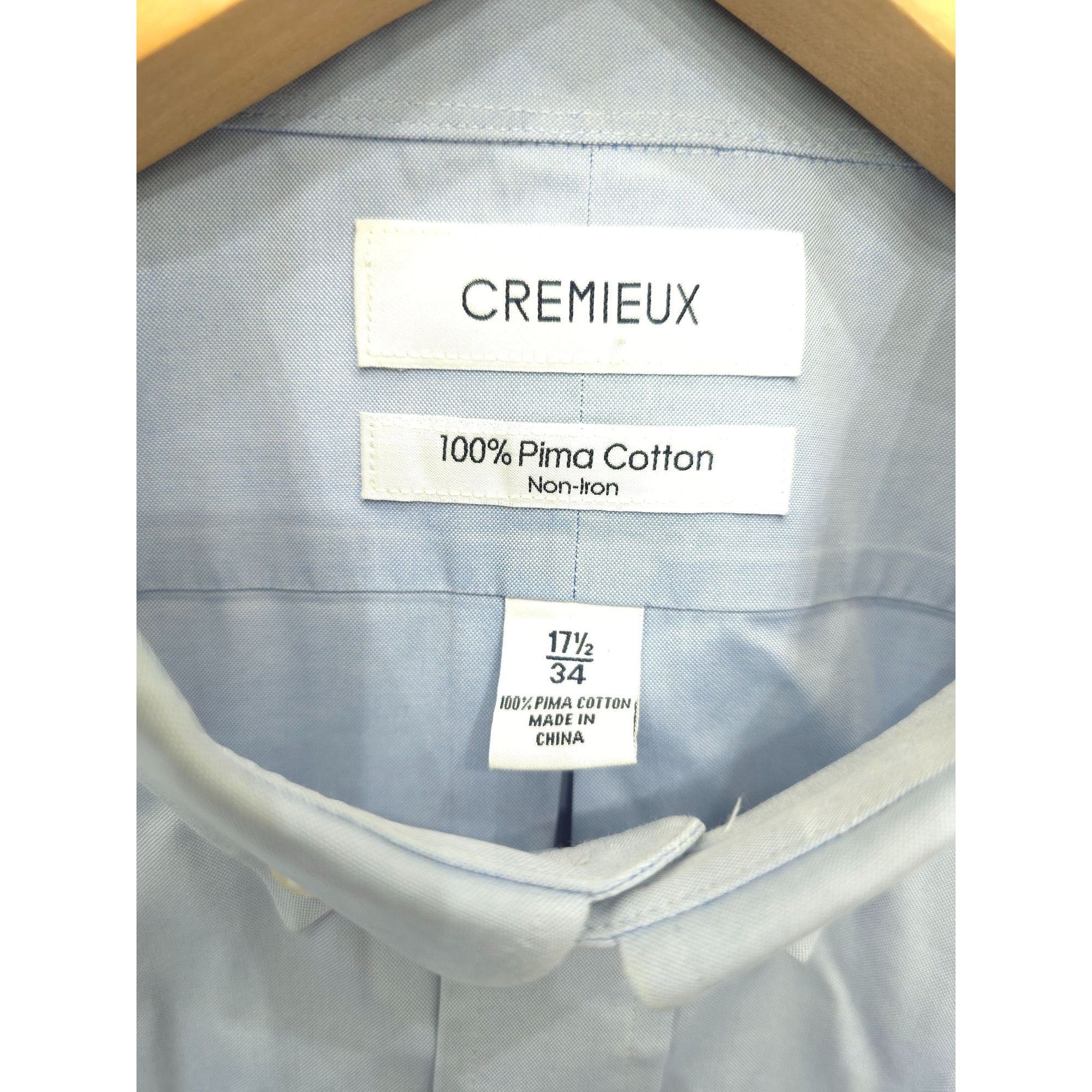 Cremieux Cremieux Mens 100% Pima Cotton Non-Iron Dress Shirt Light Bl Size US XL / EU 56 / 4 - 2 Thumbnail