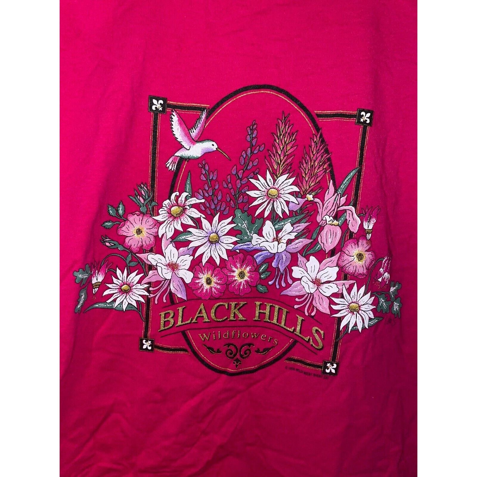 Jerzees Vintage Black Hills Shirt Wildflowers Flowers Pink Tee 90s L Size US L / EU 52-54 / 3 - 5 Thumbnail
