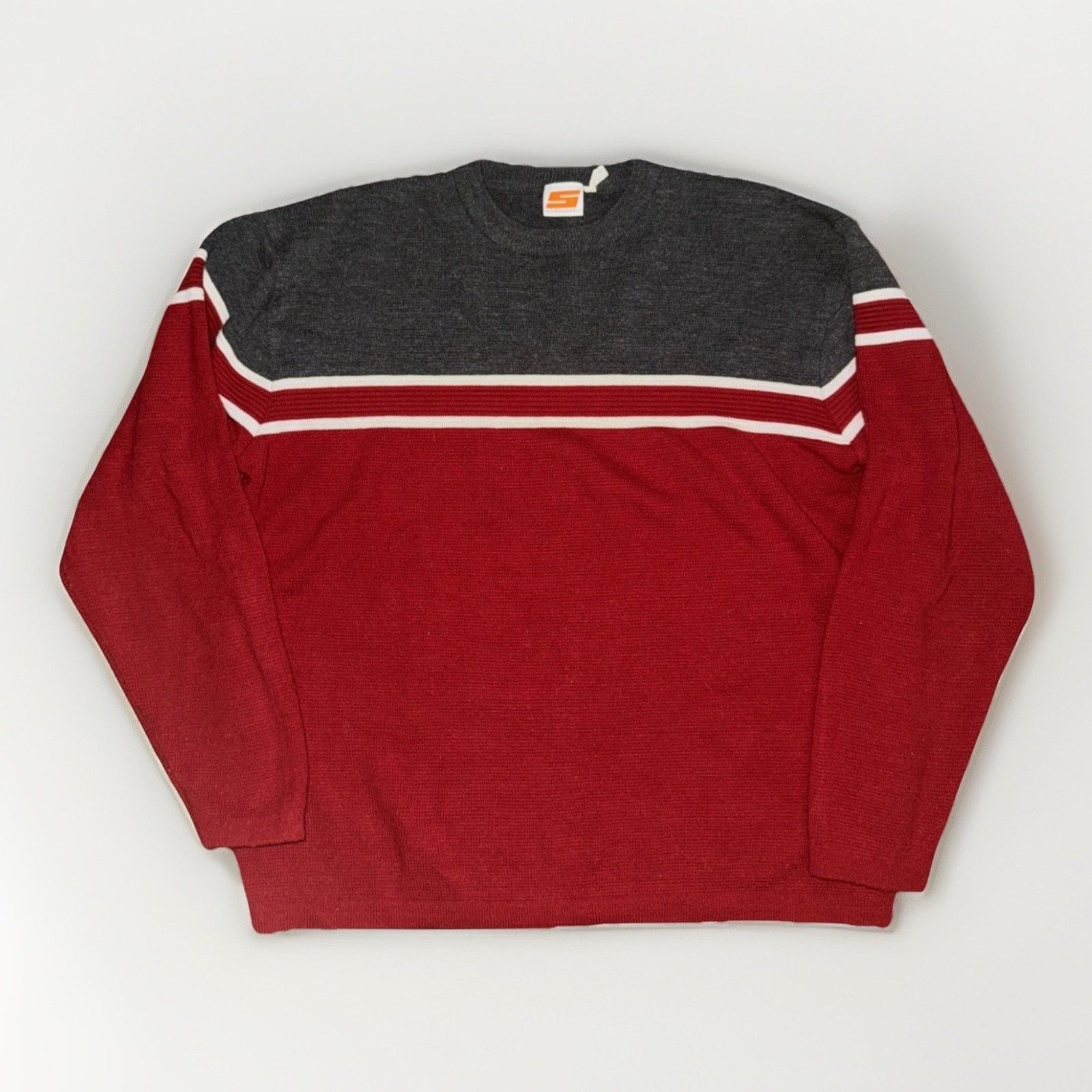 Sideout × Vintage Sideout Striped Sweater Gray Red XL 22x25 Skater Y2K Grunge Size US XL / EU 56 / 4 - 1 Thumbnail