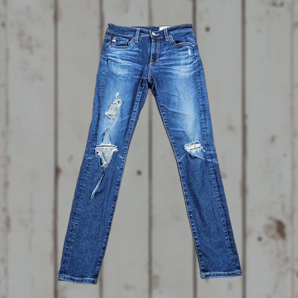 Vintage AG Adriano Goldschmied Jeans Skinny AG Farrah Dark Blue 26 Regular Inseam 28 Women denim, distressed, stretch, blue jeans, 90s-inspired? (adjust) Size 26" / US 2 / IT 38 - 1 Thumbnail