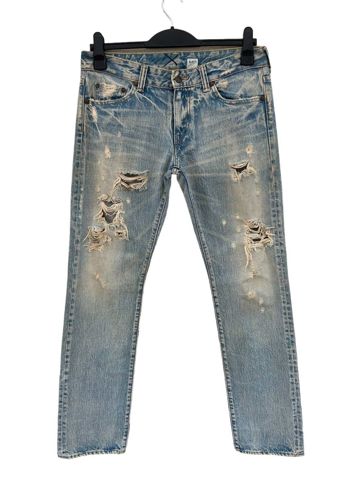 Japanese Brand Rivet & Blue Japan Distressed Muddy Denim Jeans Size US 30 / EU 46 - 6 Thumbnail