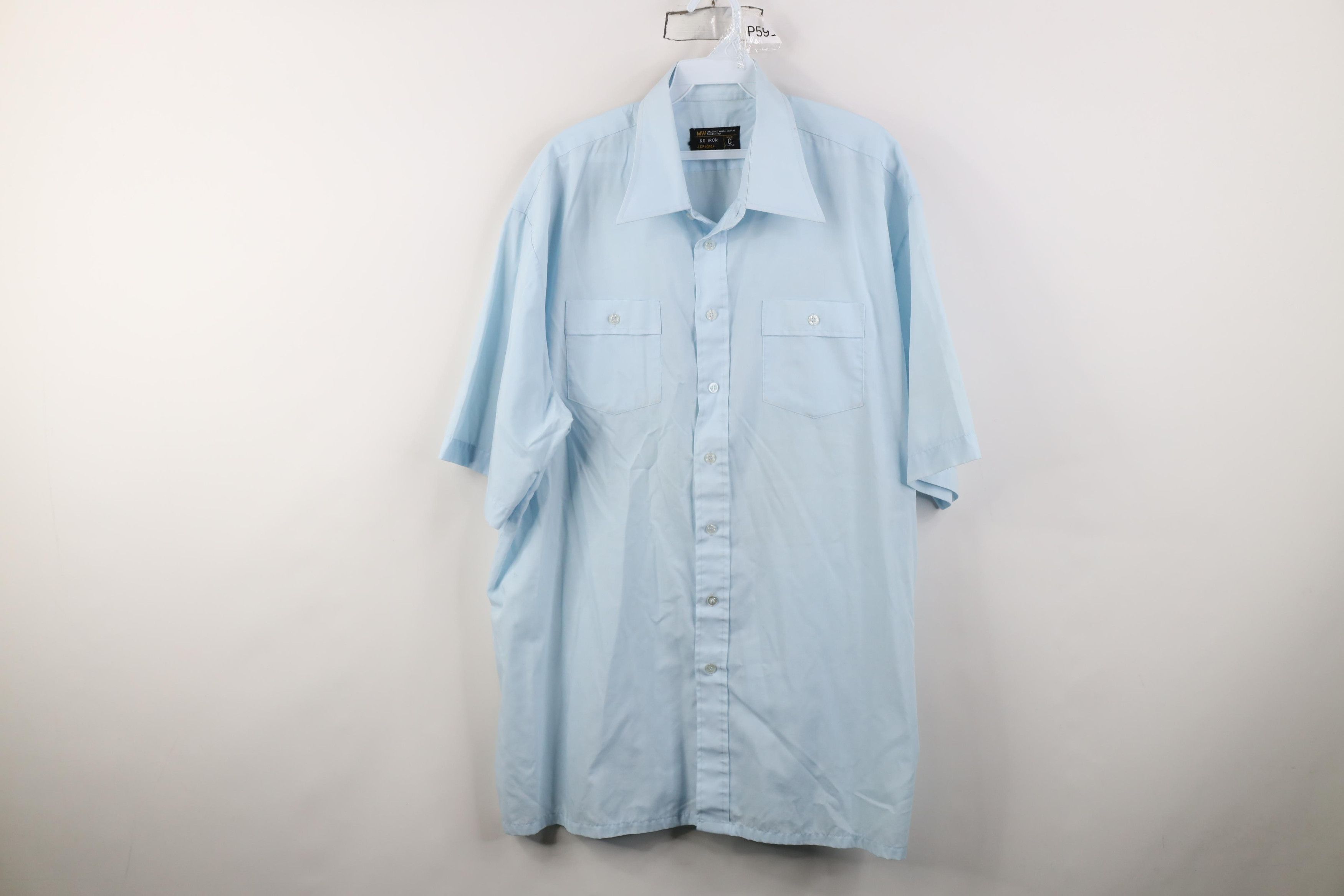 Vintage Vintage 70s Streetwear Collar Button Shirt Carolina Blue Size US M / EU 48-50 / 2 - 1 Thumbnail