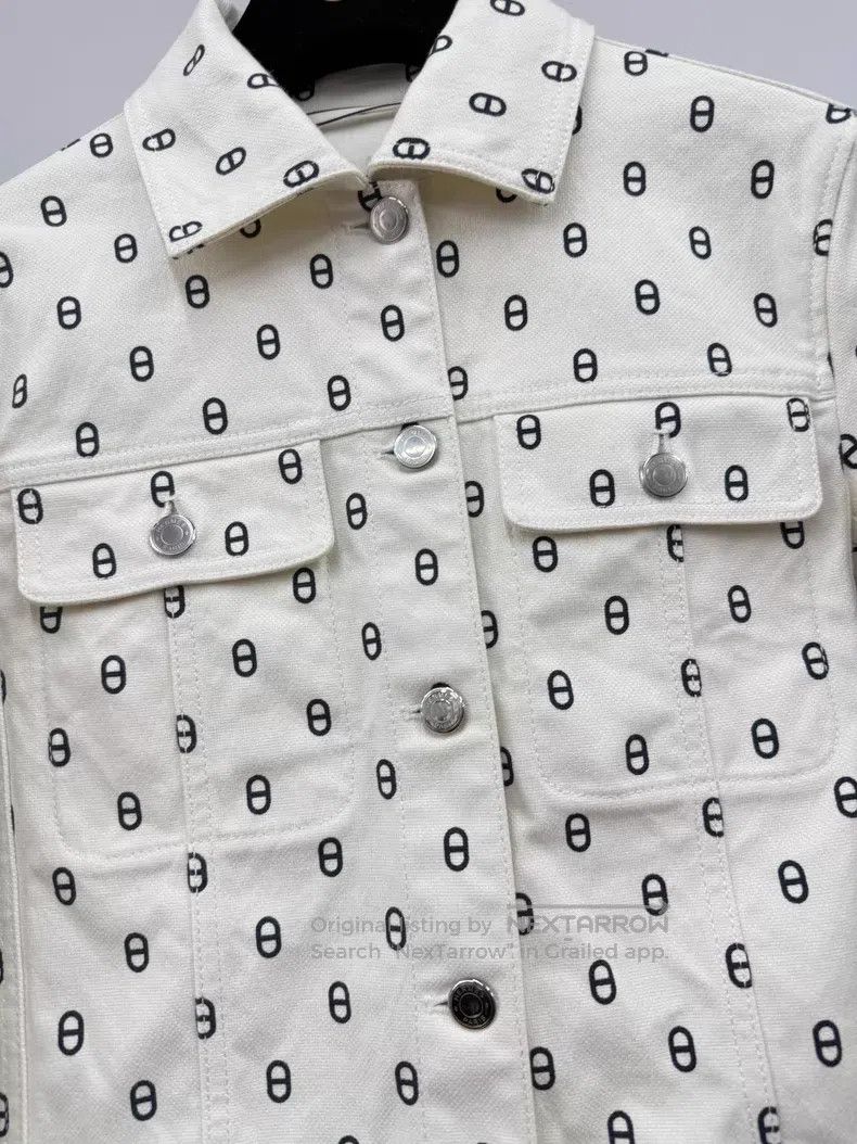 Hermes Hermes White Pig Nose Printed Denim Jacket Size XS / US 0-2 / IT 36-38 - 2 Thumbnail