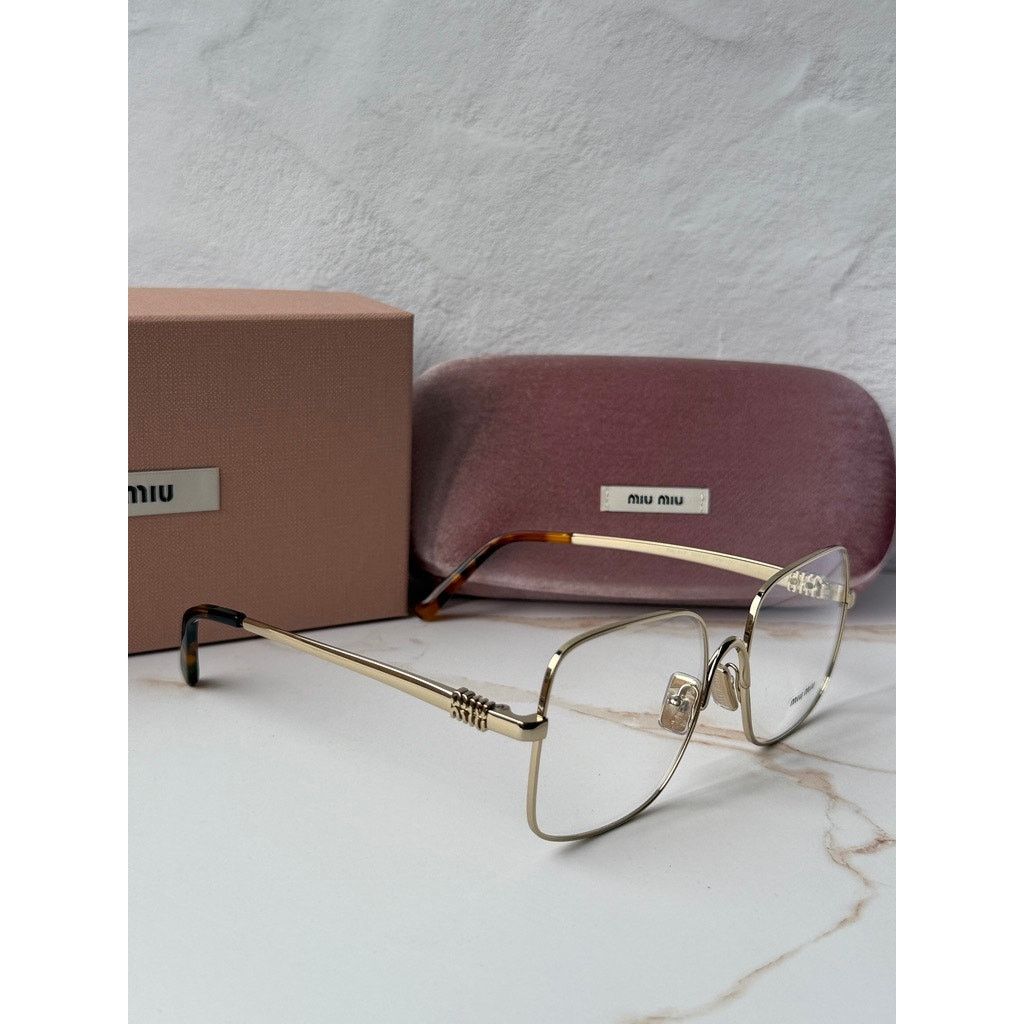 Miu Miu NEW Miu Miu MU51YV Pale Gold Square Eyeglasses Frames Size ONE SIZE - 5 Thumbnail