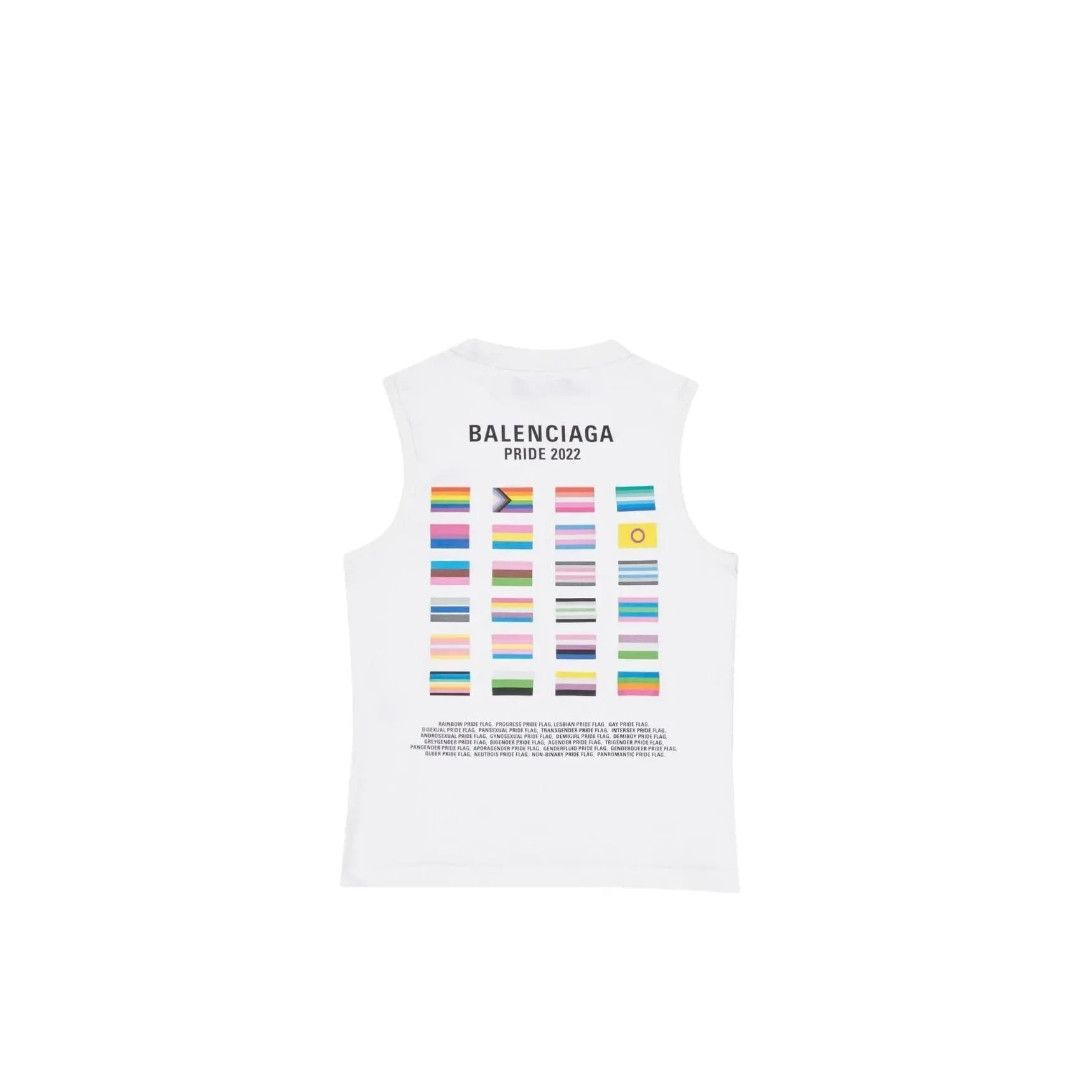 Balenciaga o1w1db10425 Pride 22 Fitted Tank Top in White Size US XS / EU 42 / 0 - 2 Thumbnail