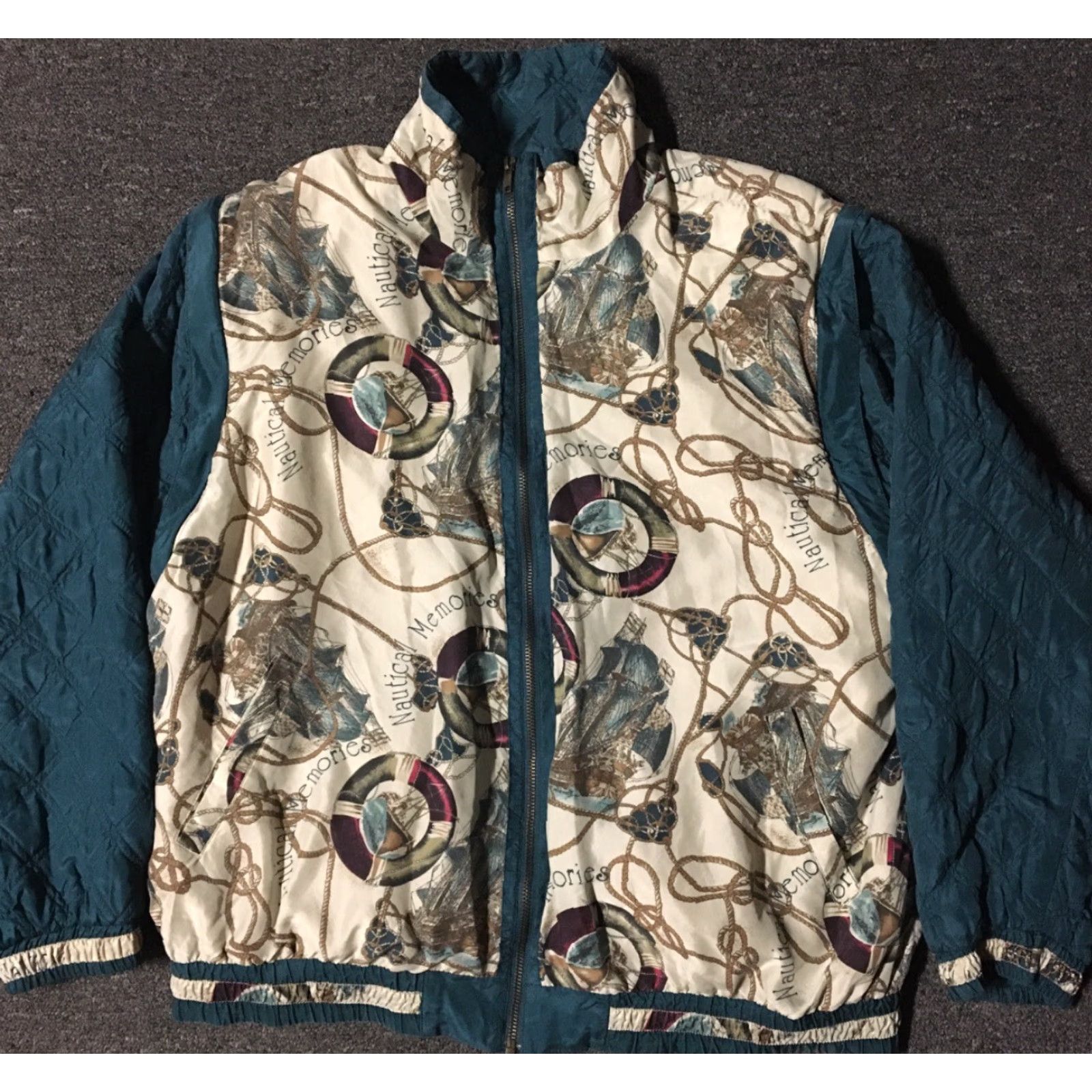 Vintage Vtg 80s Nautical Silk Bomber Jacket L Green Lavon Sailing Boat Flag Hip Hop Vaporwave Womens Crewneck? Size L / US 10 / IT 46 - 2 Thumbnail