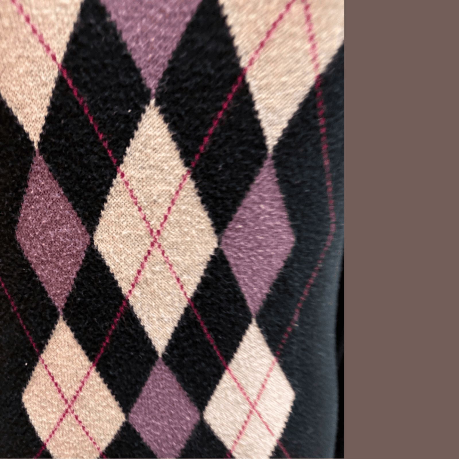 Merona VTG Argyle Sweater | Merona Black Purple | Y2K Prep Core Size S / US 4 / IT 40 - 5 Thumbnail