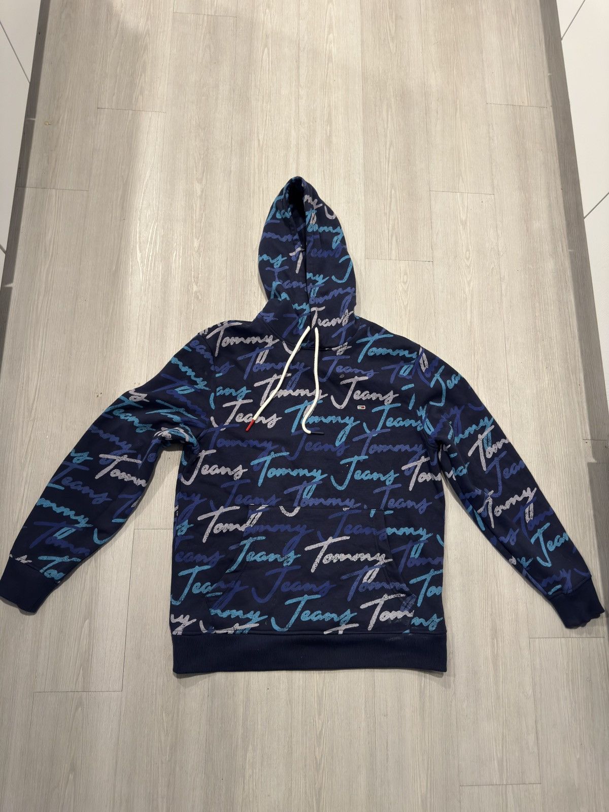 Tommy Hilfiger × Vintage Navy Multi Tommy Hilfiger Hoodie Size US M / EU 48-50 / 2 - 2 Thumbnail