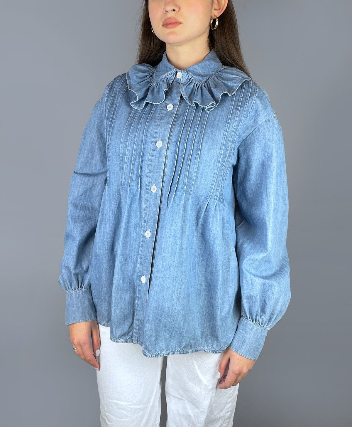 See by Chloe See By Chloe Frill Collar Denim Shirt Eternal LS Size 38 Size S / US 4 / IT 40 - 4 Thumbnail
