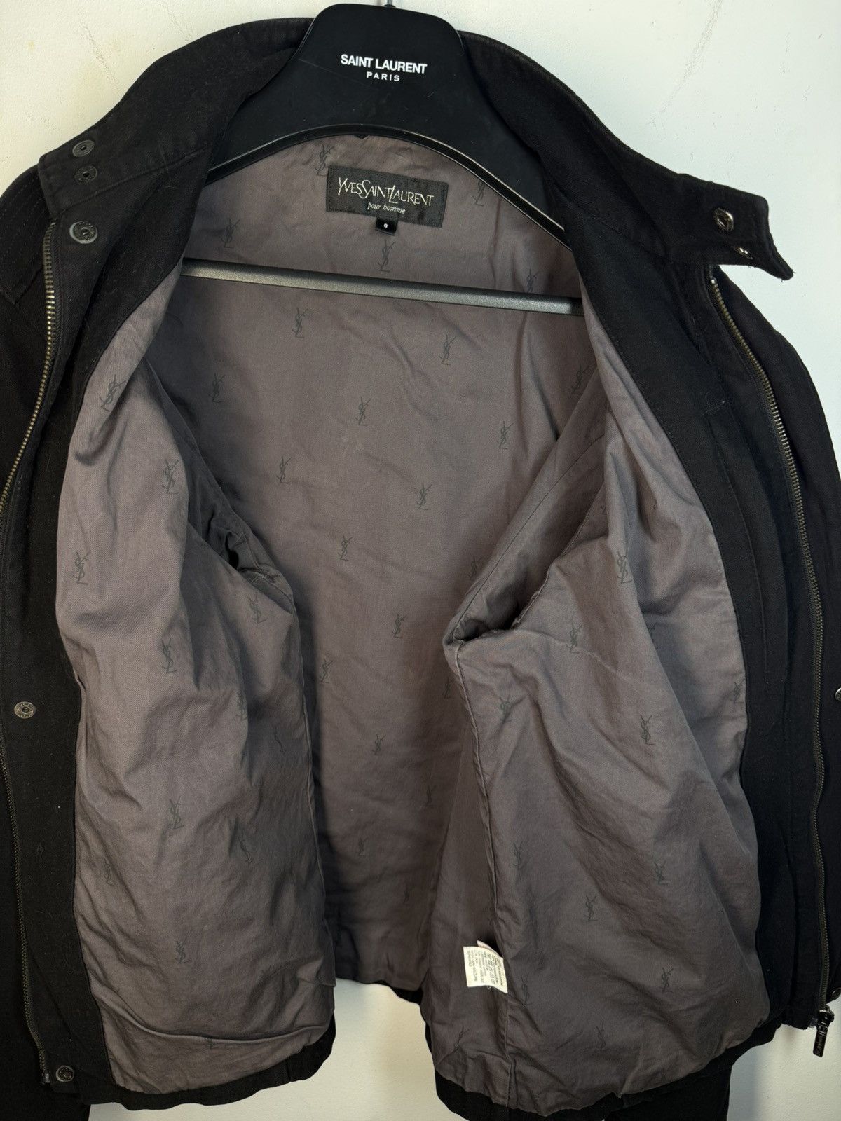 Yves Saint Laurent Black YSL Jacket Cotton Monogram Classic Bomber Zip Up Size US S / EU 44-46 / 1 - 12 Thumbnail