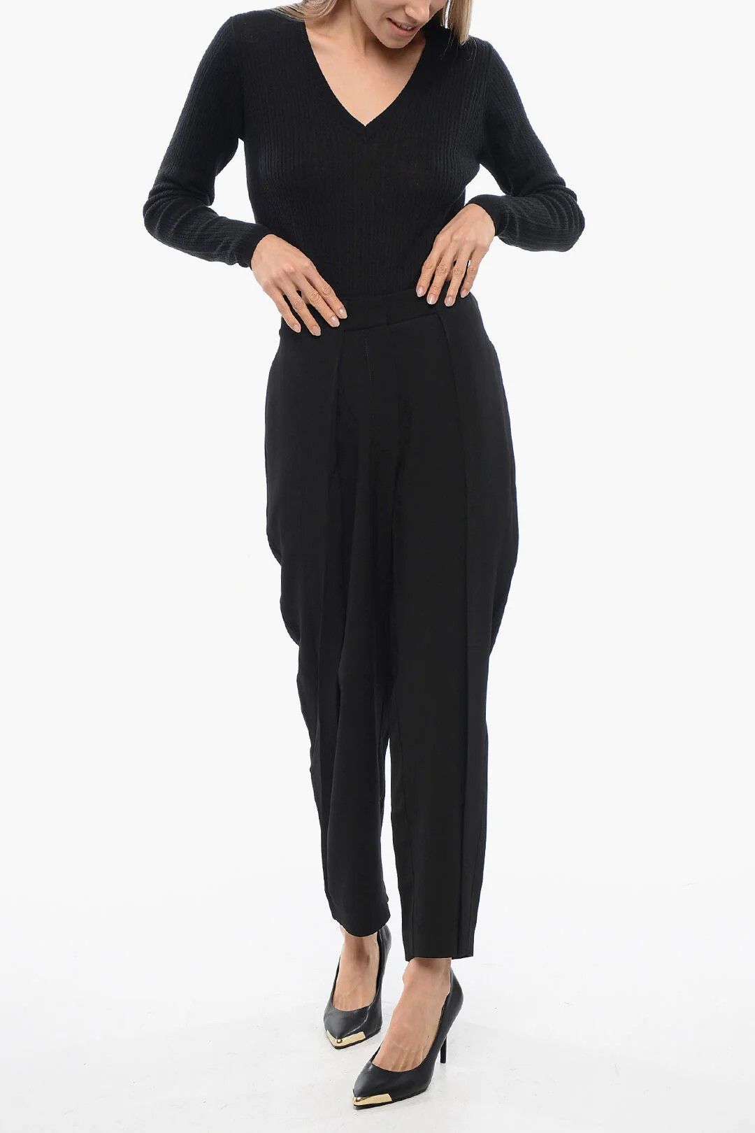 Balmain og1mm0326 High-Waist Tapered-Fit Pant in Black Size 27" / US 4 / IT 40 - 3 Thumbnail