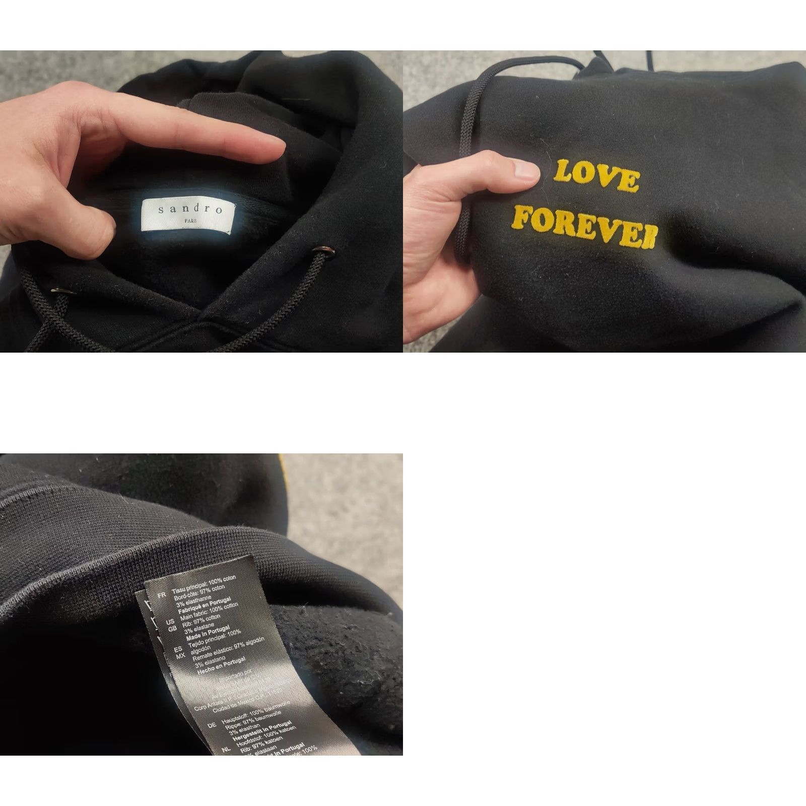 Sandro Sandro Paris Design Black Cotton Love Forever Logo Oversized Hoodie Shirt Mens L Black Logo Oversized Hoodie 2010s Paris Theme 90s? Size US L / EU 52-54 / 3 - 9 Thumbnail