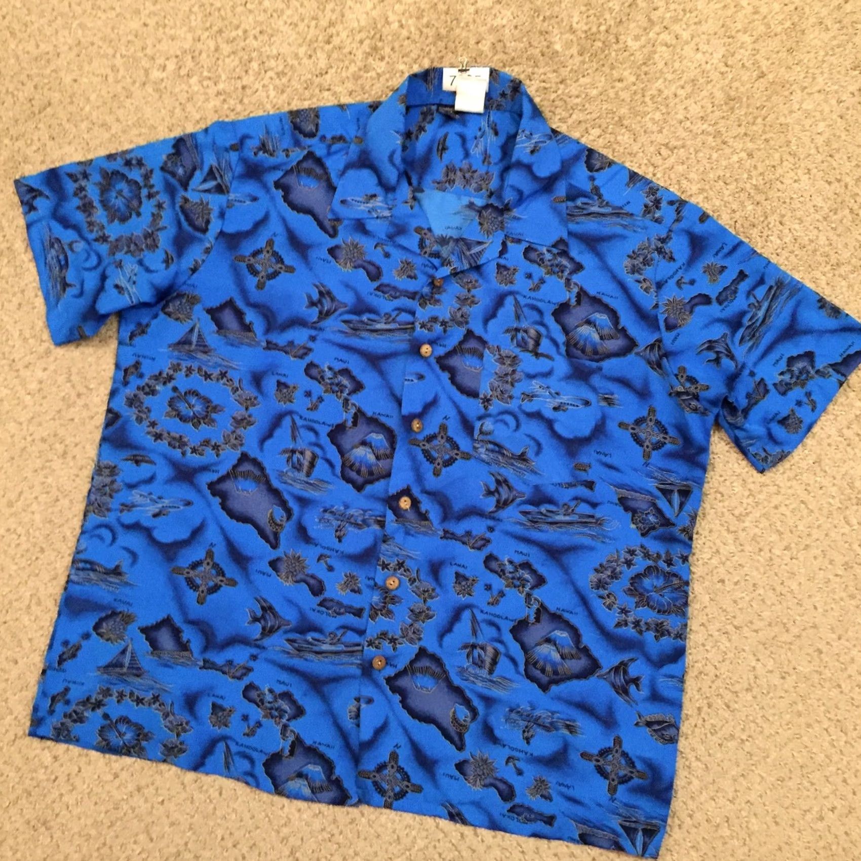 Vintage Kennington Hawaiian Shirt Mens XL Blue Short Sleeve Button-Up All Over Print Size US XL / EU 56 / 4 - 2 Thumbnail