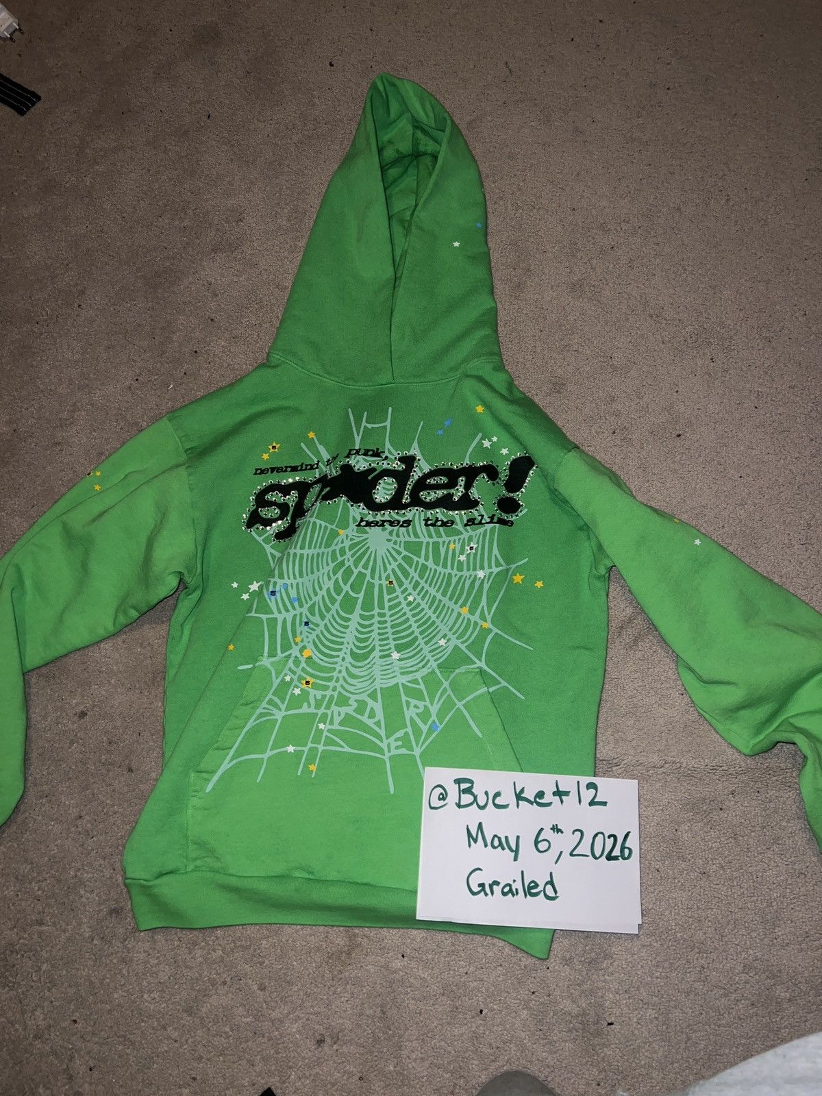 Sp5der Green Sp5der Hoodie Rhinestone Size US M / EU 48-50 / 2 - 6 Thumbnail