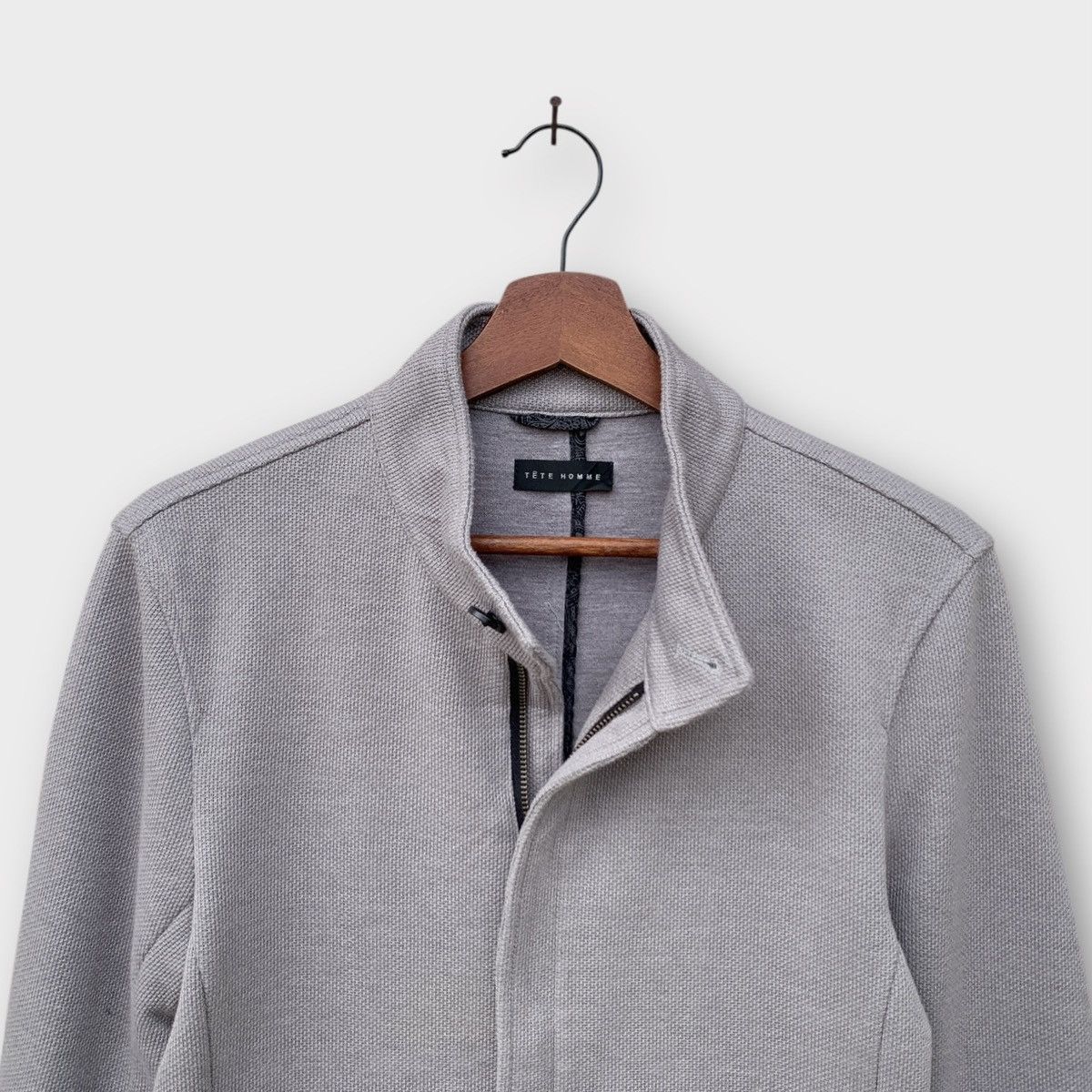 Tete Homme TETE HOMME MINIMALIST LIGHT GREY STAND COLLAR ZIP UP JACKET Size US S / EU 44-46 / 1 - 5 Thumbnail