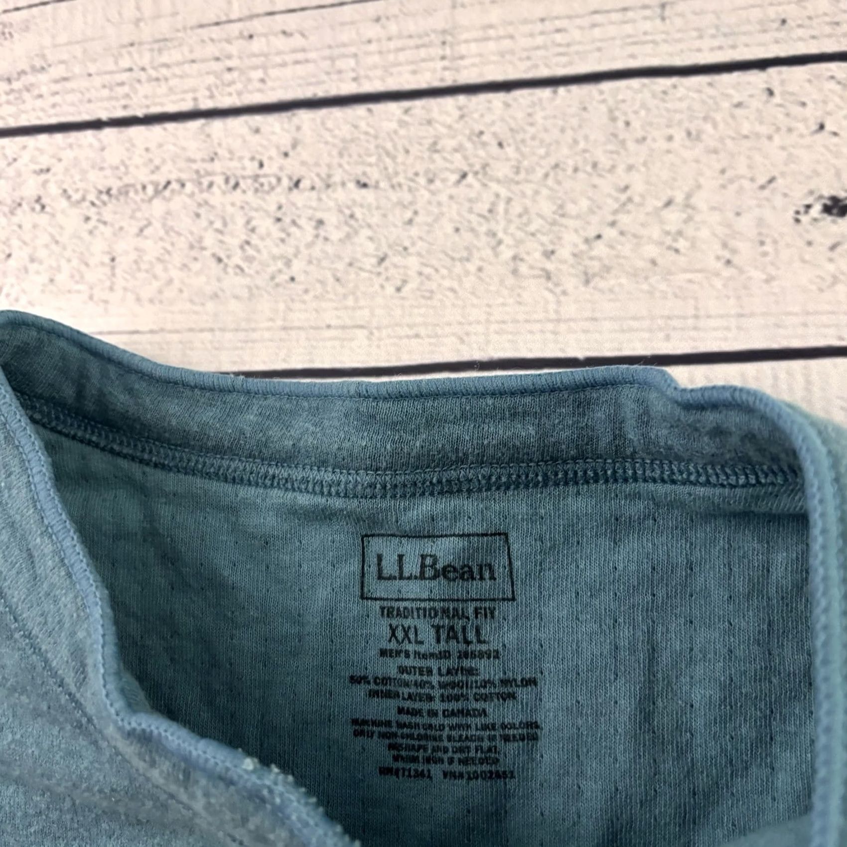 Vintage L.L. Bean Wool Blend River Drivers Long Sleeve Henley Shirt Men's 2XLT Blue Size US XXL / EU 58 / 5 - 2 Thumbnail