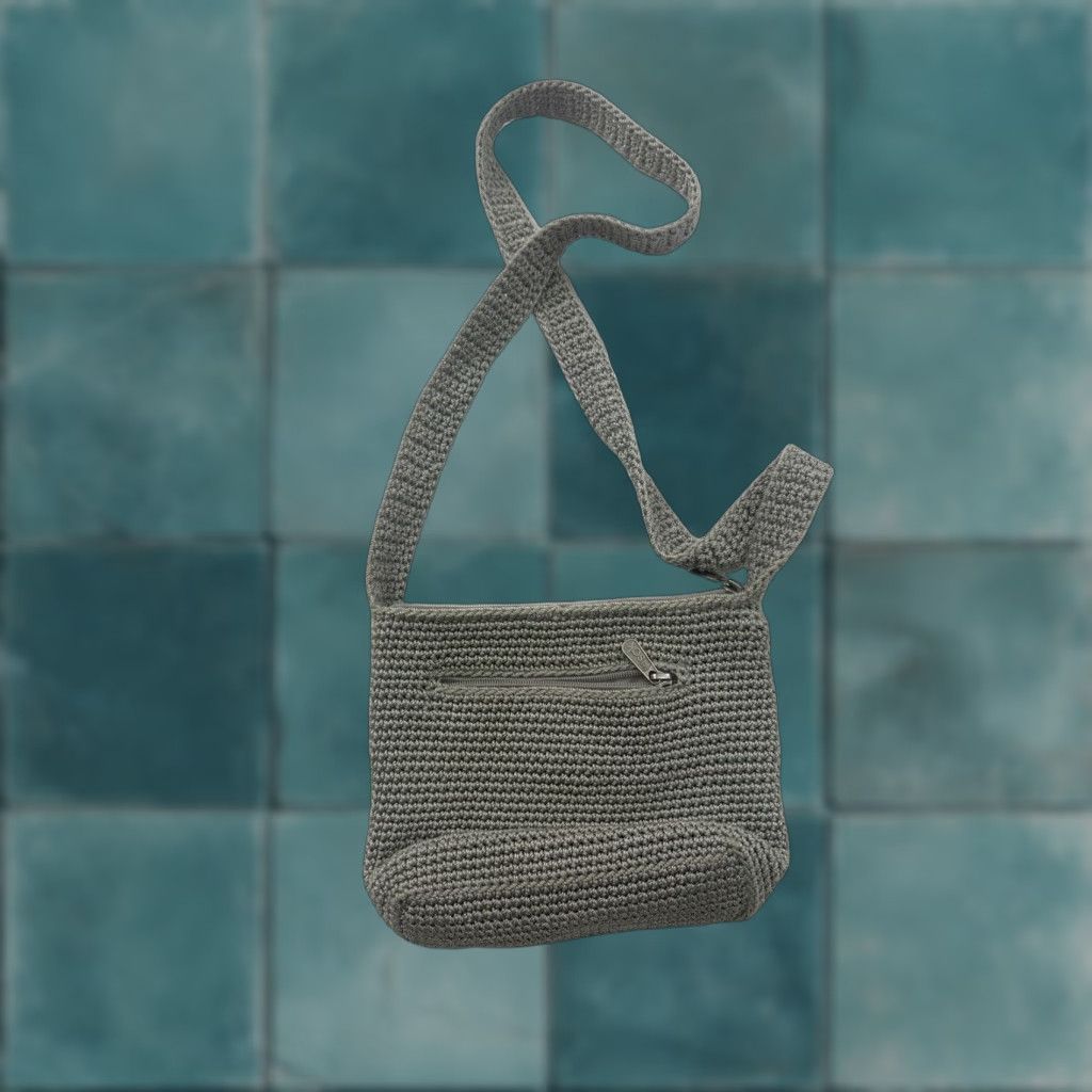 The Sak VINTAGE The Sak Bag Crossbody Womens Gray Knit Crochet Bohemian Shoulder Bag Size ONE SIZE - 1 Thumbnail