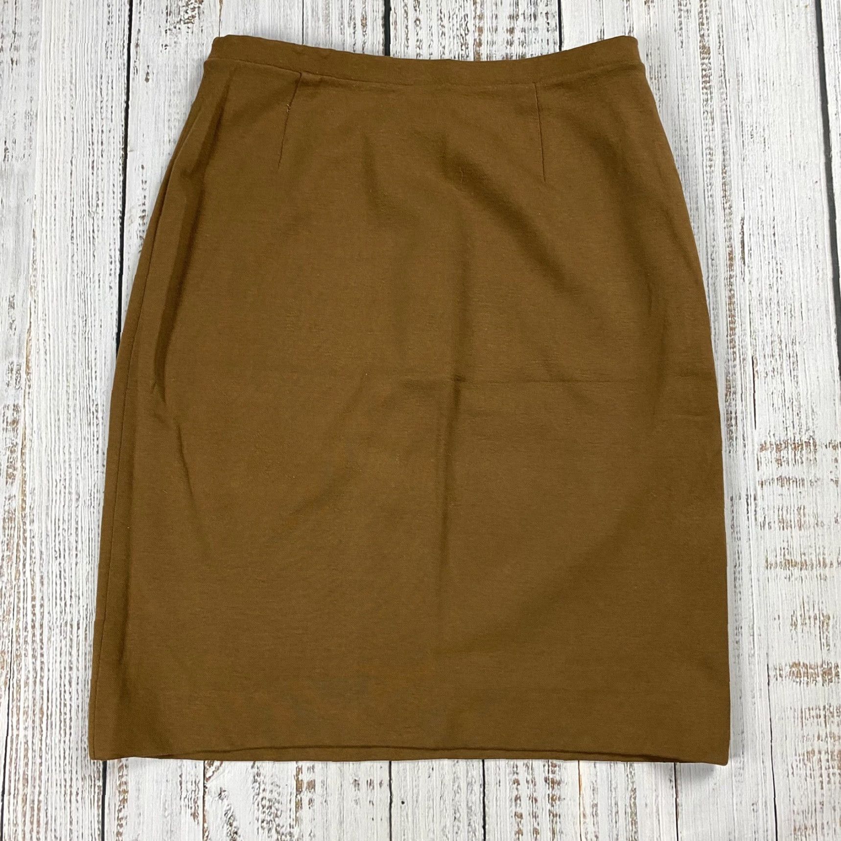 Vintage VTG AILEEN Women’s Pencil Skirt Knit Stretch Preppy 60s Brown 28" Waist 15-16 Girls Vintage 1960s Look Schoolgirl Size 36" / US 14 / IT 50 - 3 Thumbnail