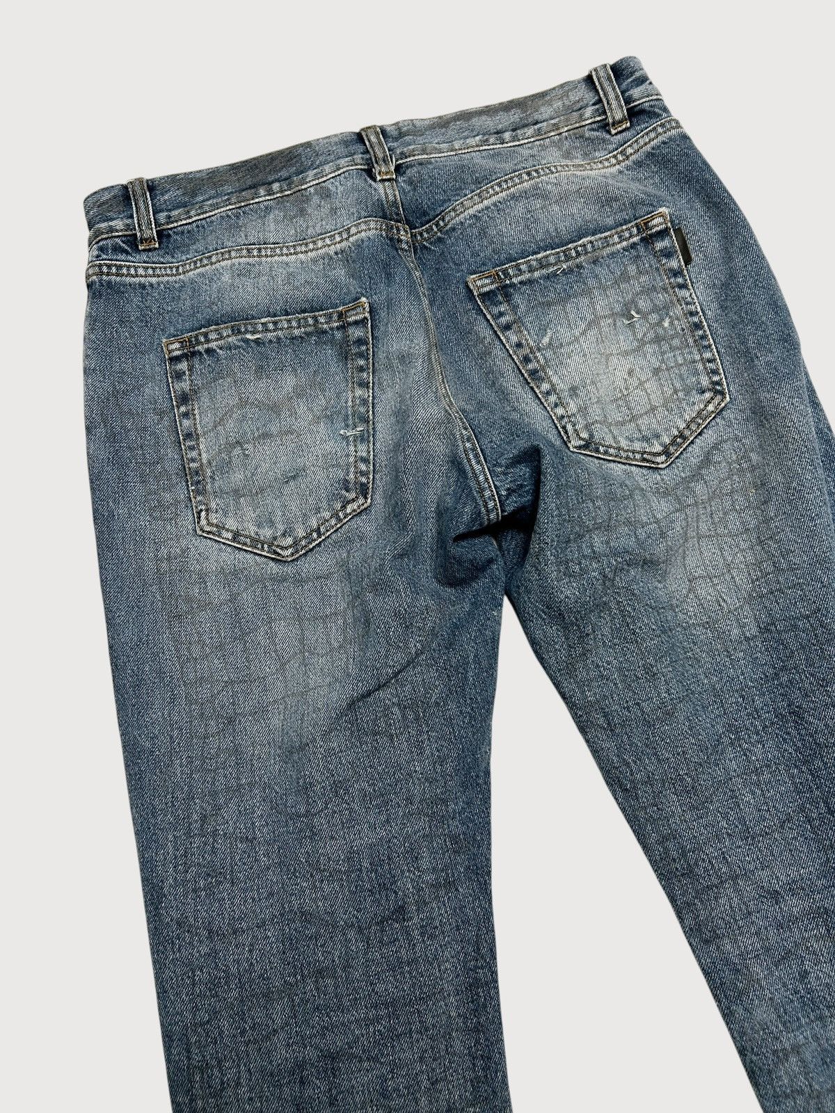 Saint Laurent Paris SS2019 Croc Print Distressed Denim Size US 30 / EU 46 - 4 Thumbnail