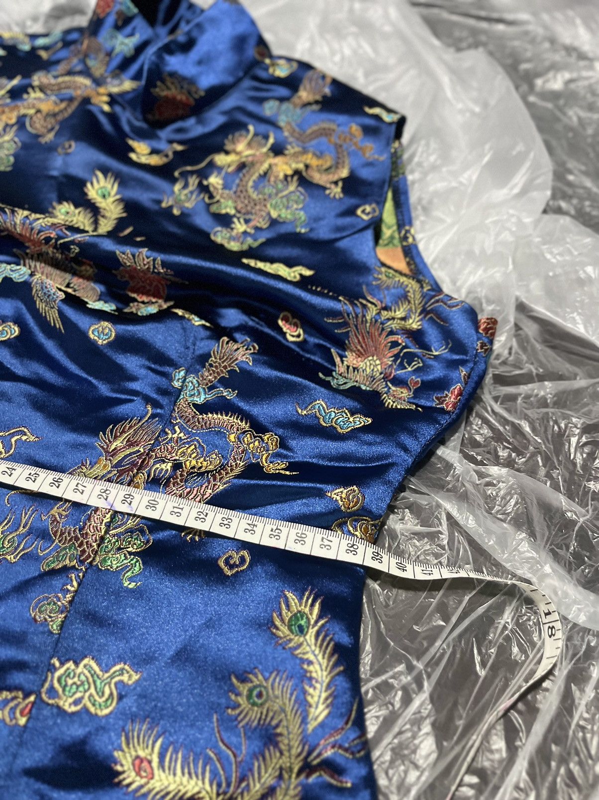 Japanese Brand × Vintage Blue Silk Dragon Dress Size M / US 6-8 / IT 42-44 - 3 Thumbnail