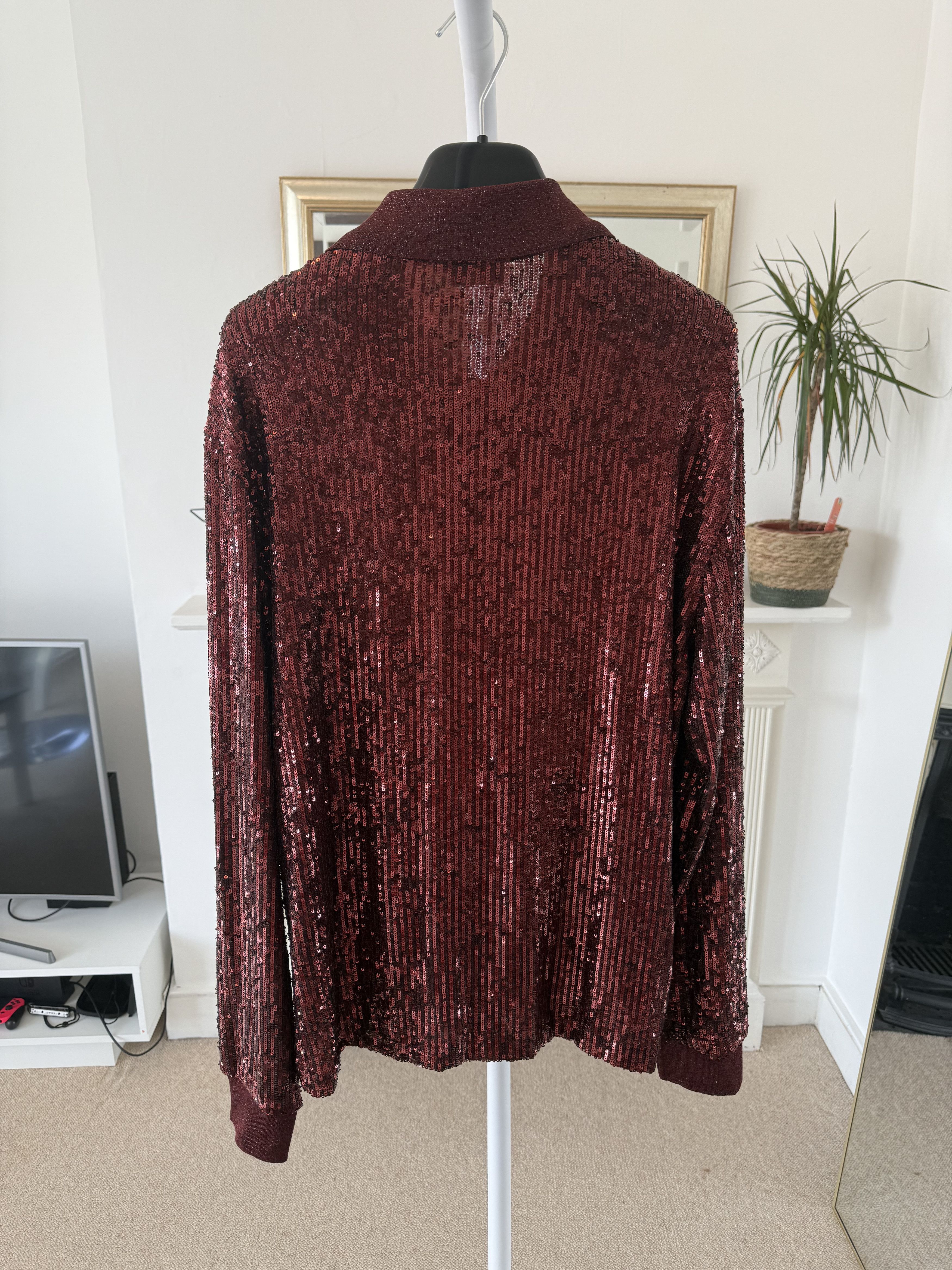 Saint Laurent Paris SS22 Saint Laurent Long Sleeve Sequin Polo Shirt Size US L / EU 52-54 / 3 - 7 Thumbnail